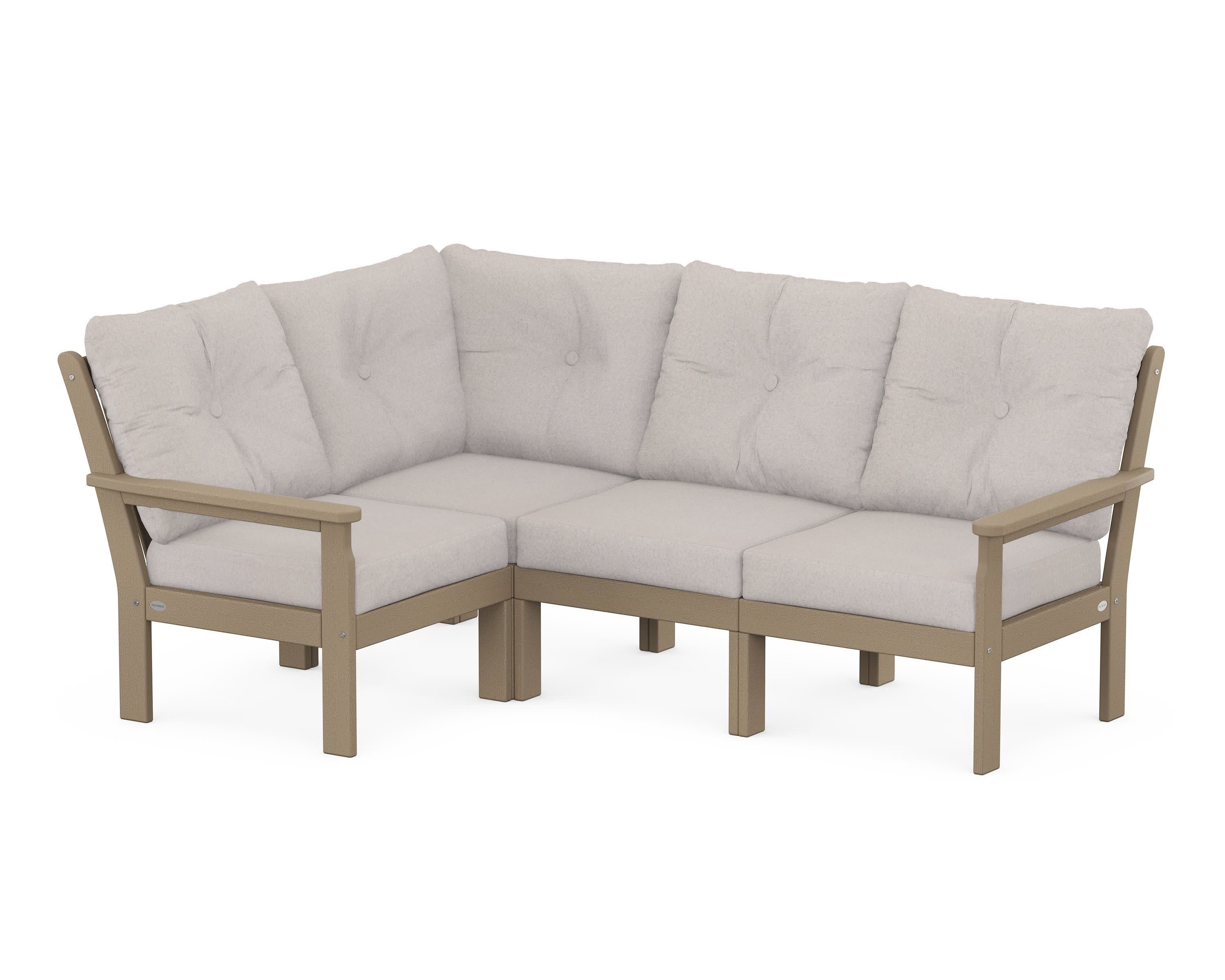Vineyard 4-Piece Sectional in Vintage Sahara / Dune Burlap