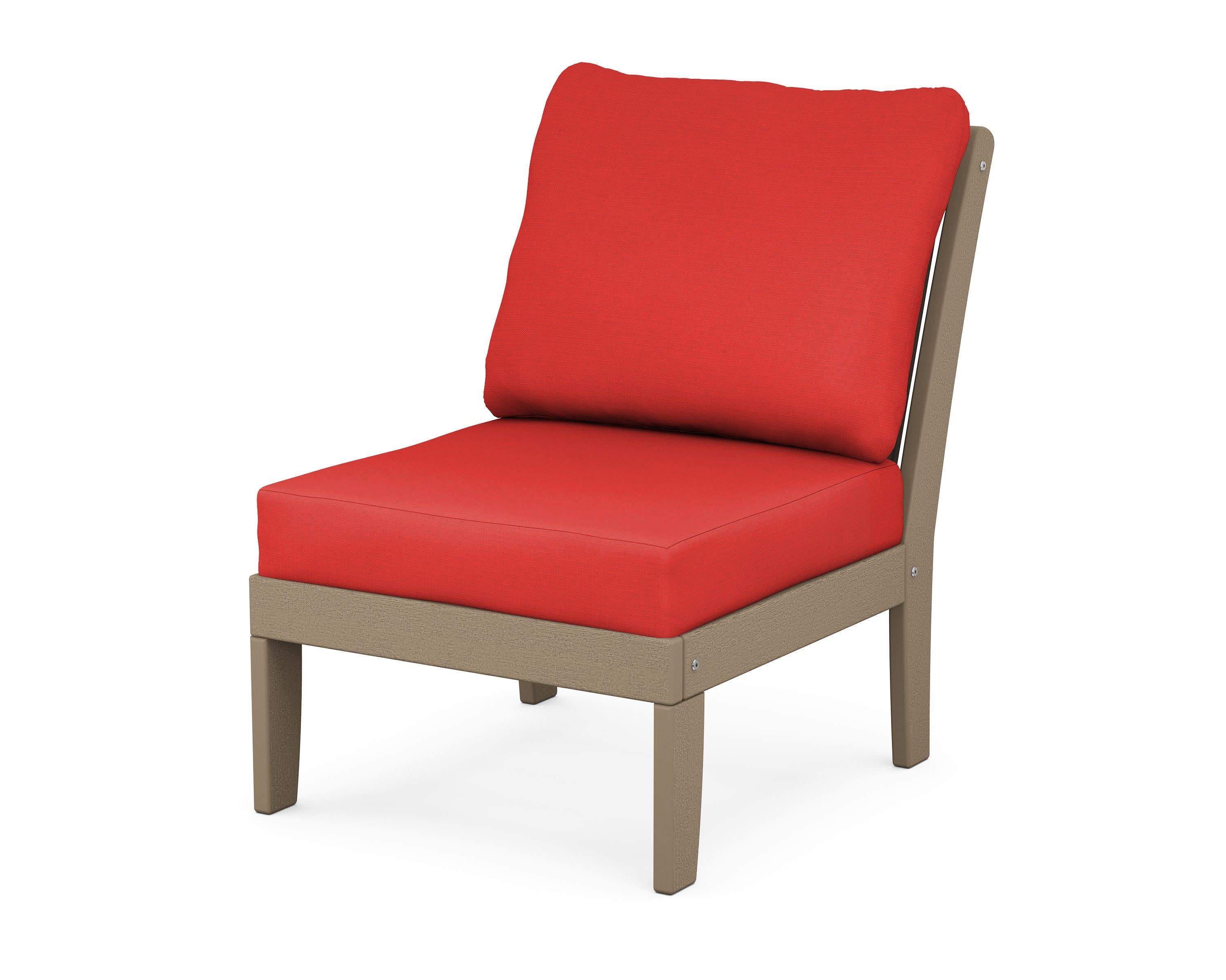 Braxton Modular Armless Chair in Vintage Sahara / Crimson Linen