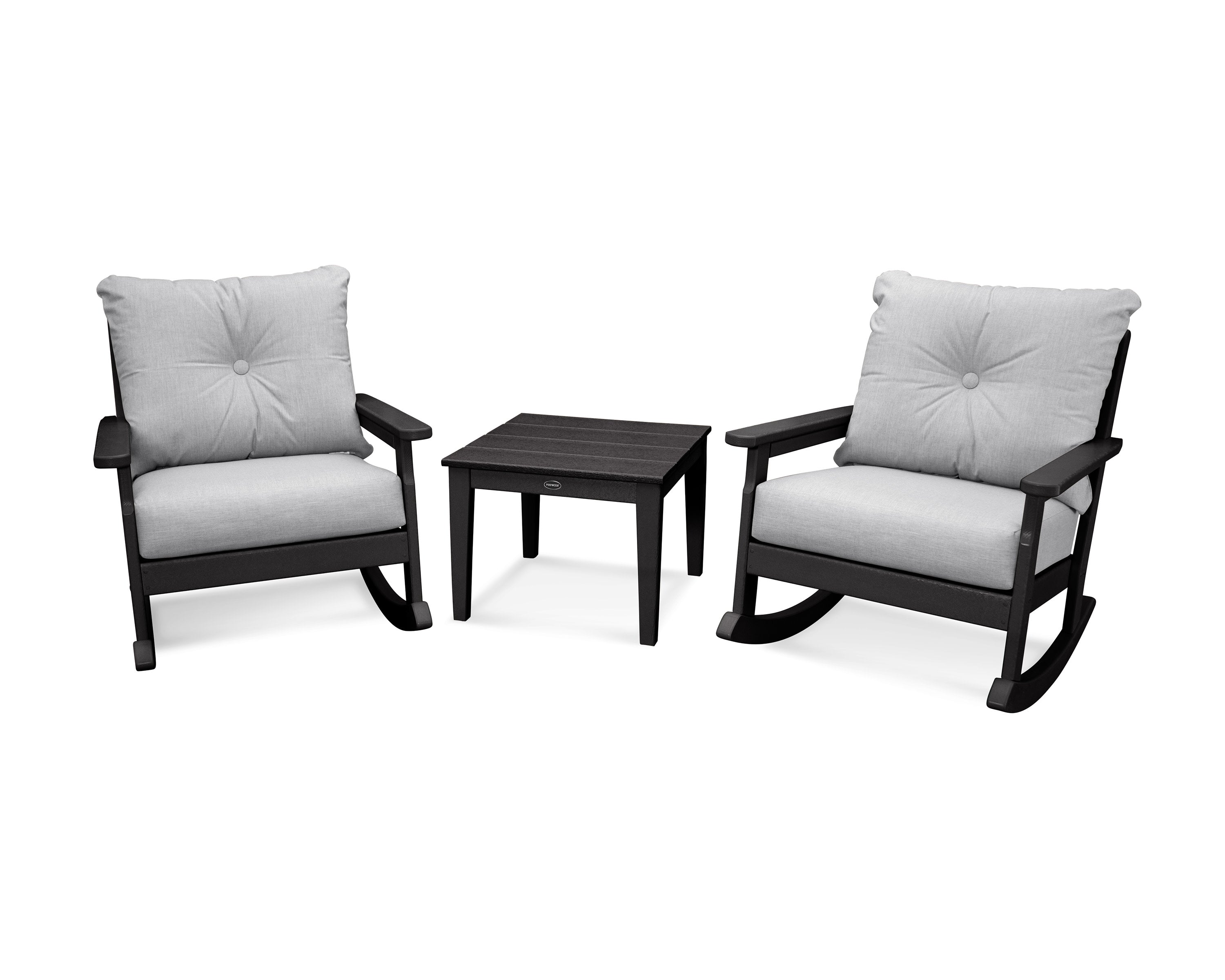 Vineyard 3-Piece Deep Seating Rocker Set in Black / Granite