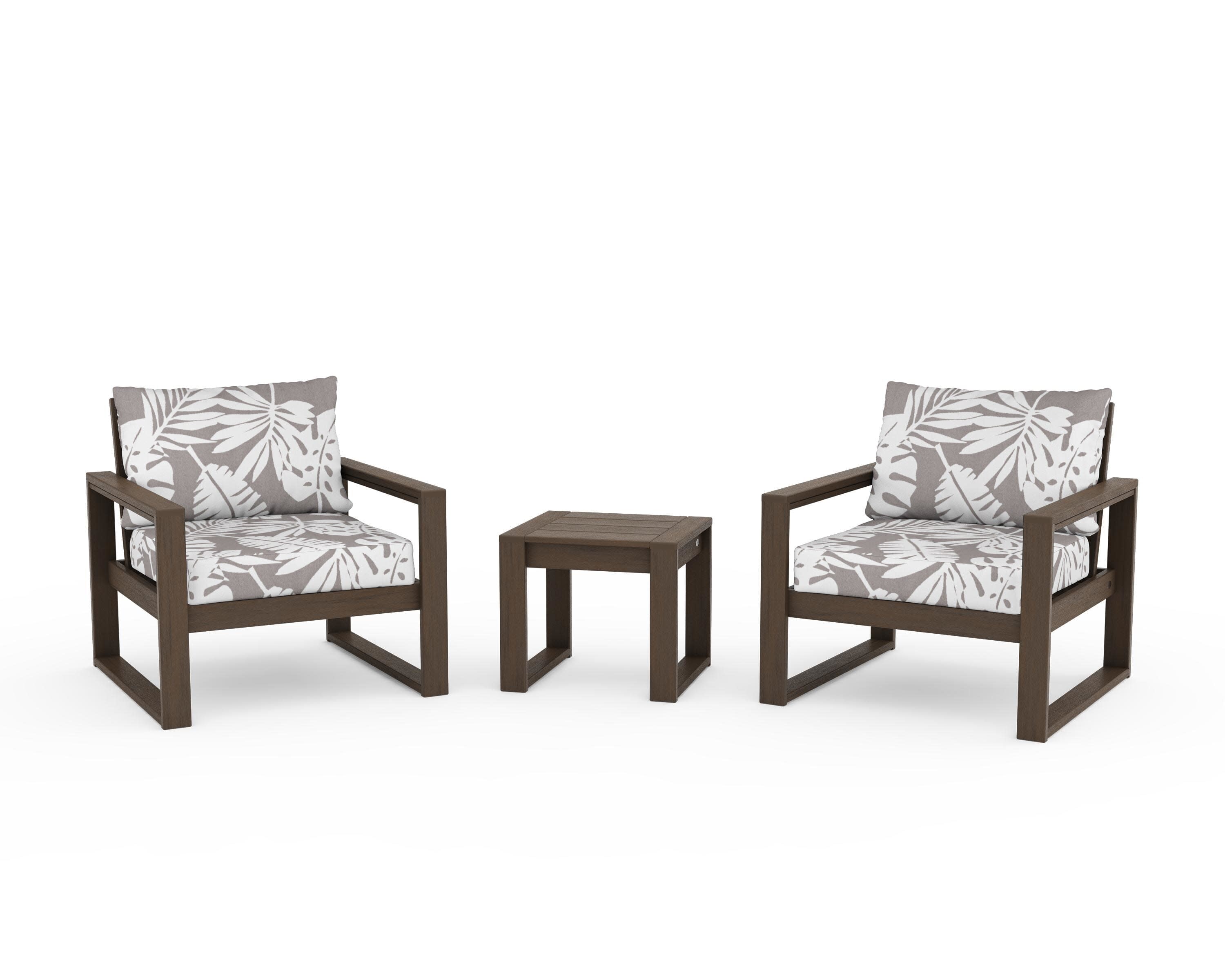EDGE Sectional 3-Piece Deep Seating Set in Kona / Leaf Grey Mist
