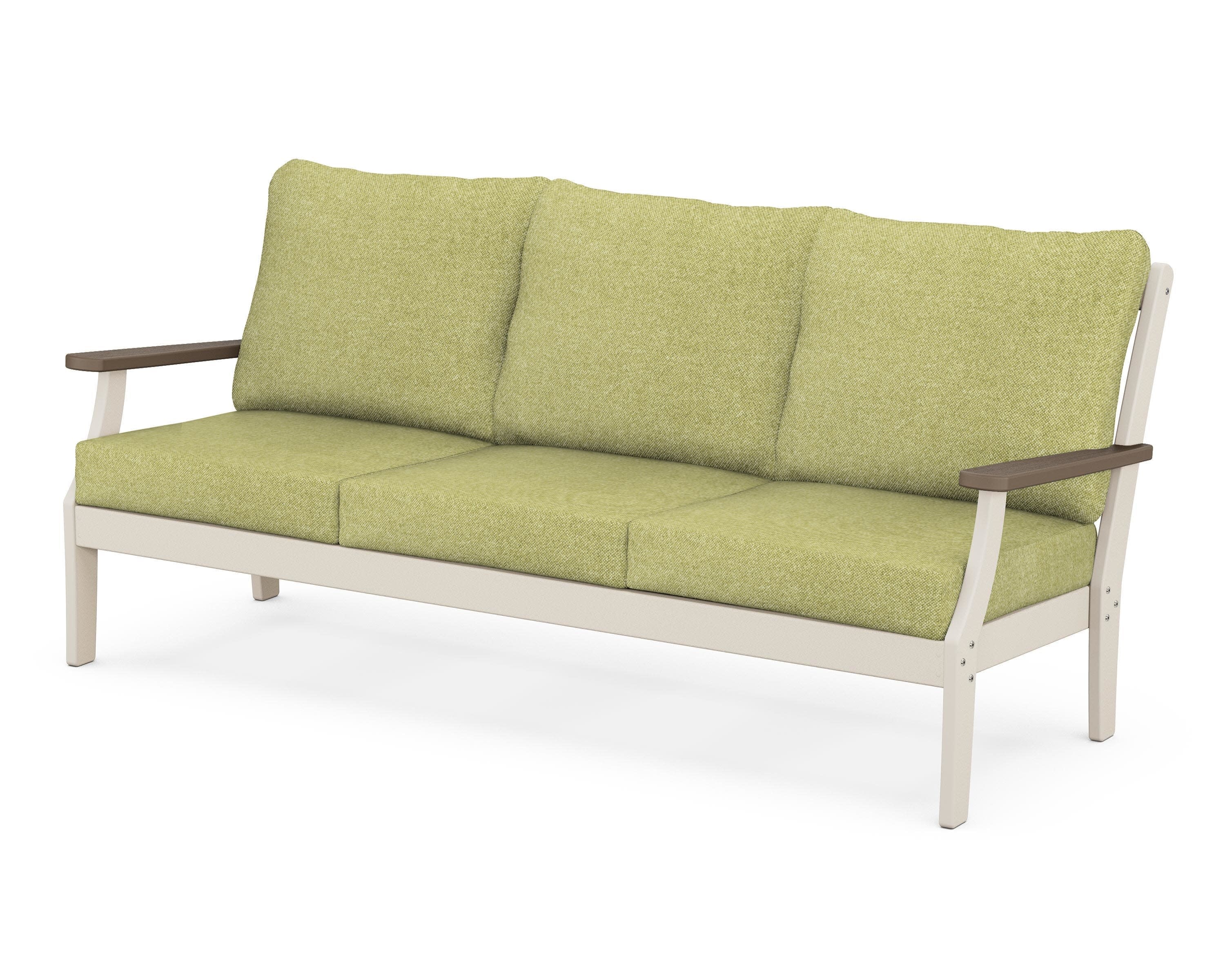 Braxton Deep Seating Sofa in Sand / Kona / Chartreuse Boucle