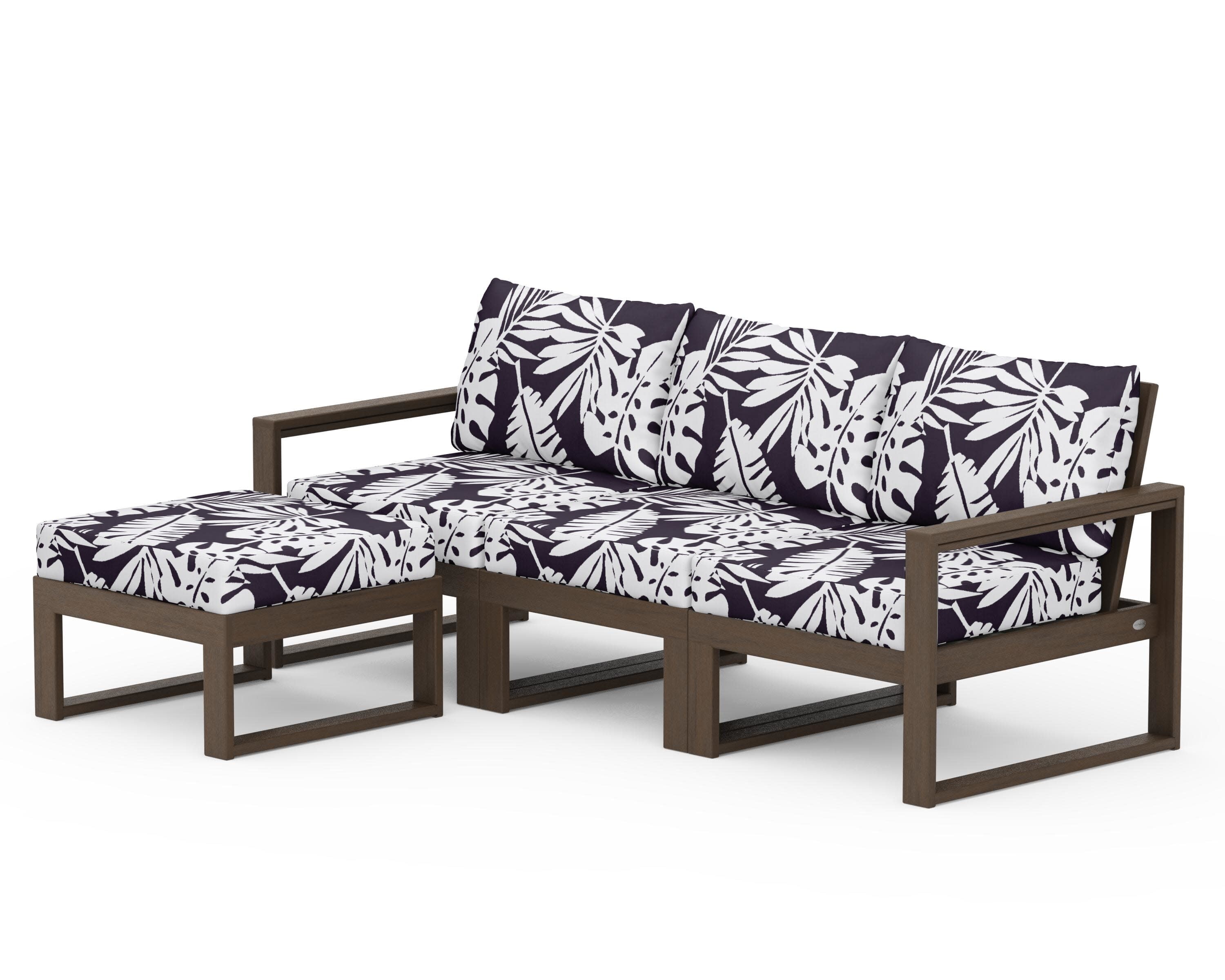 EDGE 4-Piece Modular Deep Seating Set with Ottoman in Kona / Leaf Navy