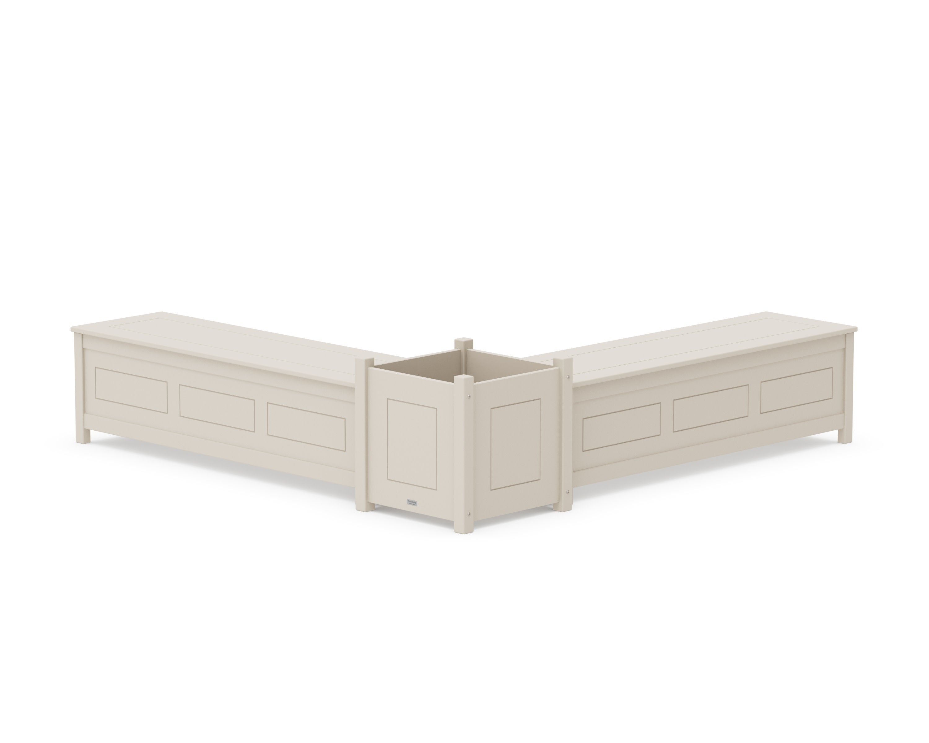 60" Country Living L- Shaped Planter Storage Bench Set- Large in Sand