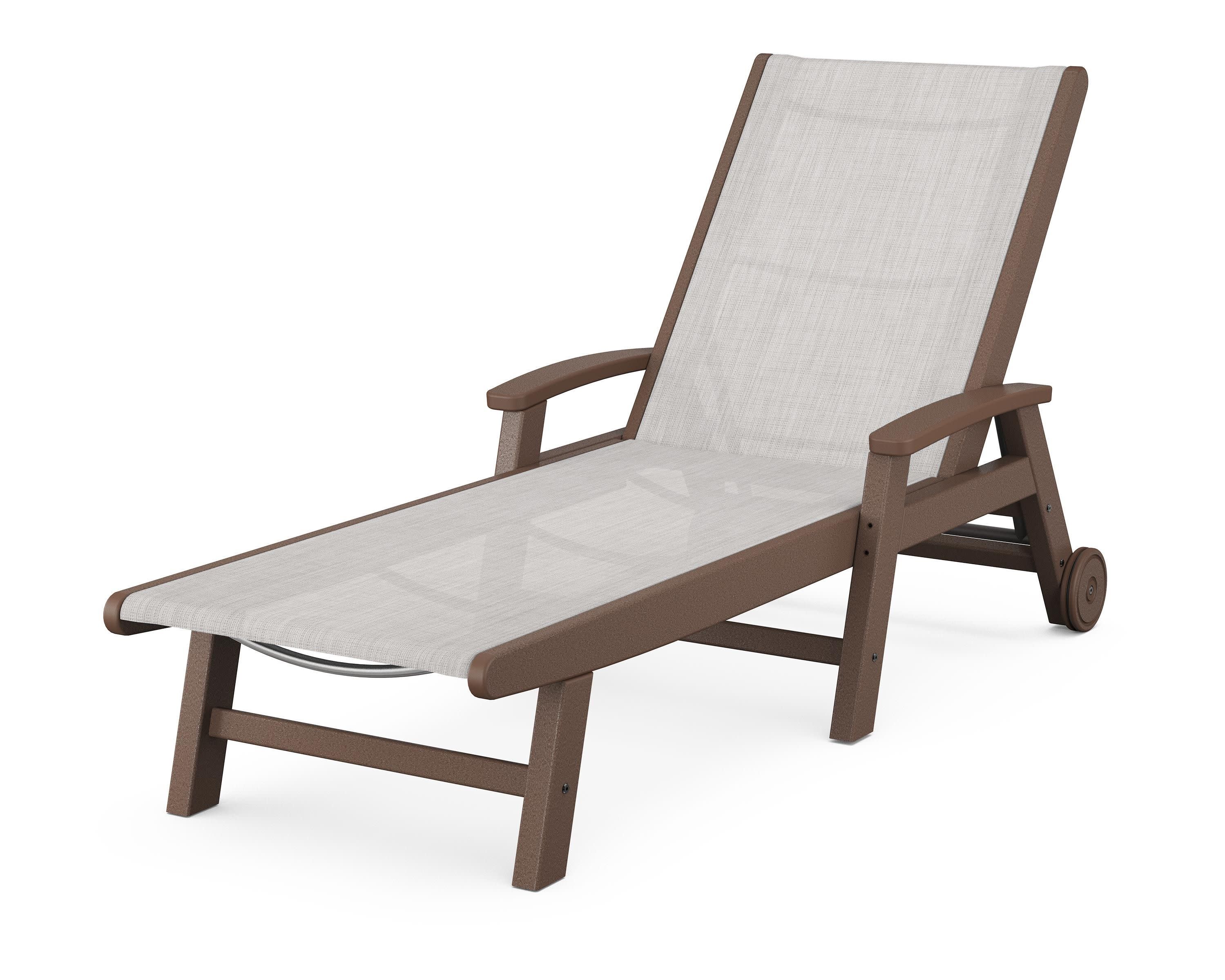 Coastal Chaise with Wheels in Mahogany / Parchment Sling