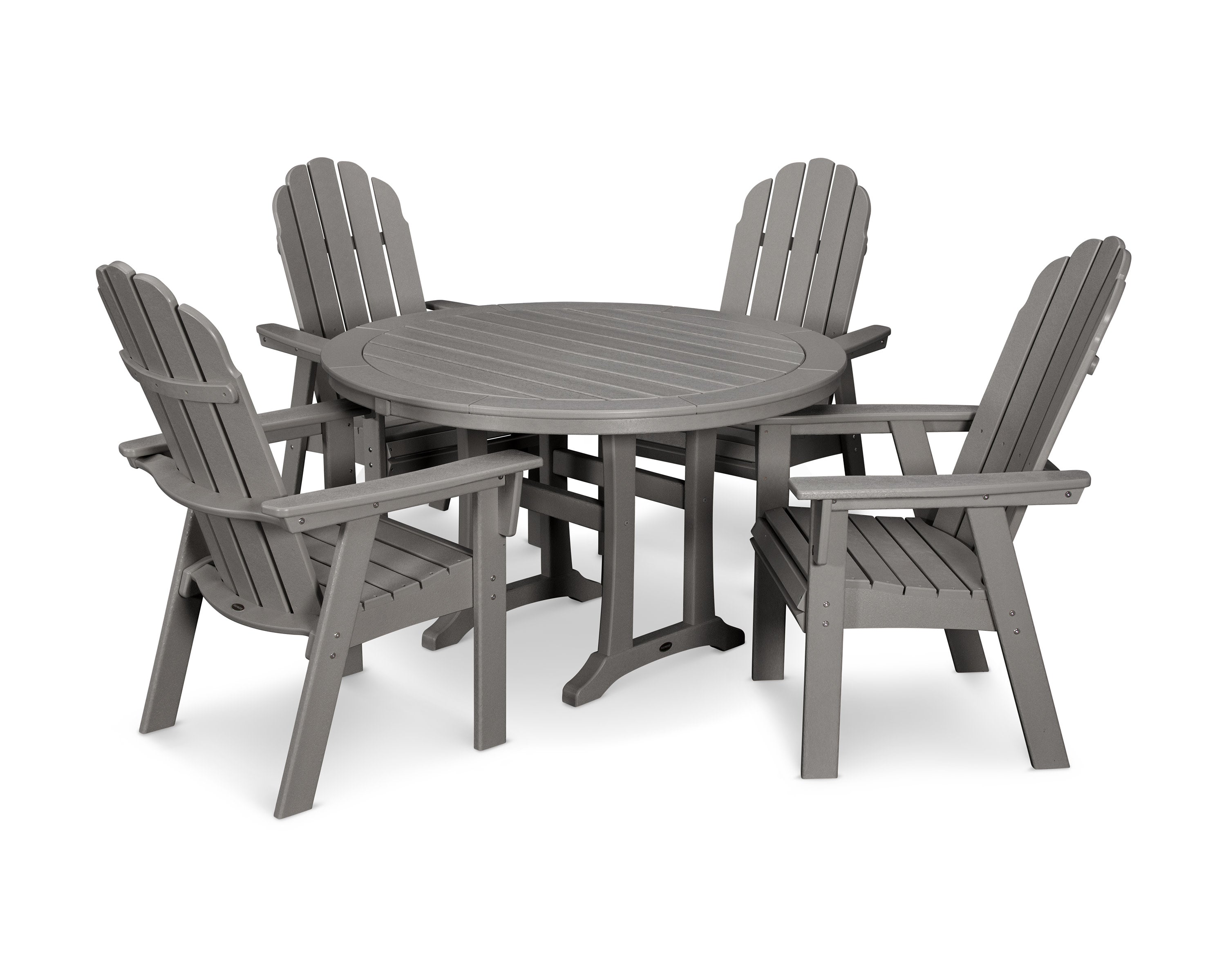 Vineyard Curveback Adirondack 5-Piece Nautical Trestle Dining Set in Slate Grey