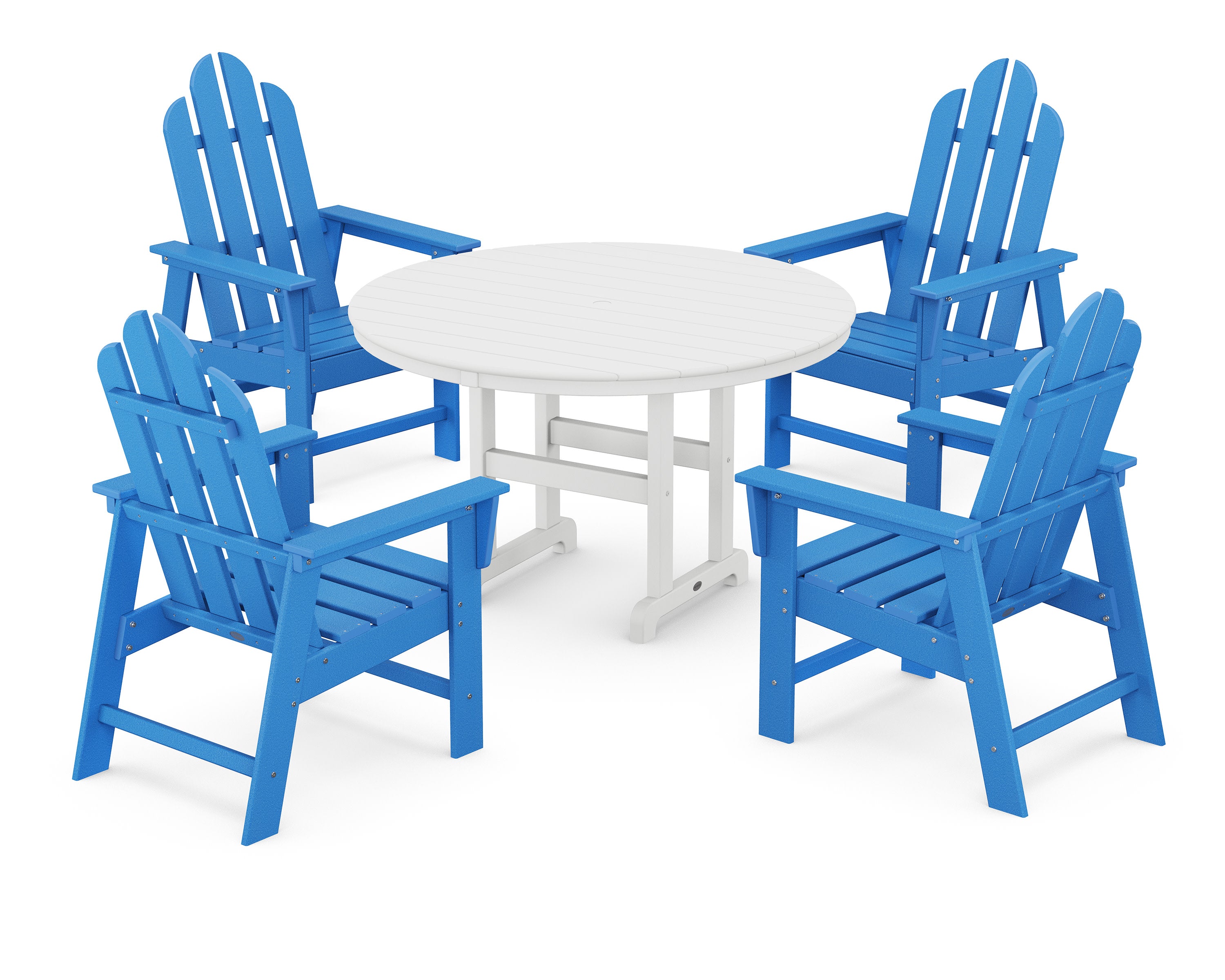 Long Island 5-Piece Round Farmhouse Dining Set in Pacific Blue / White