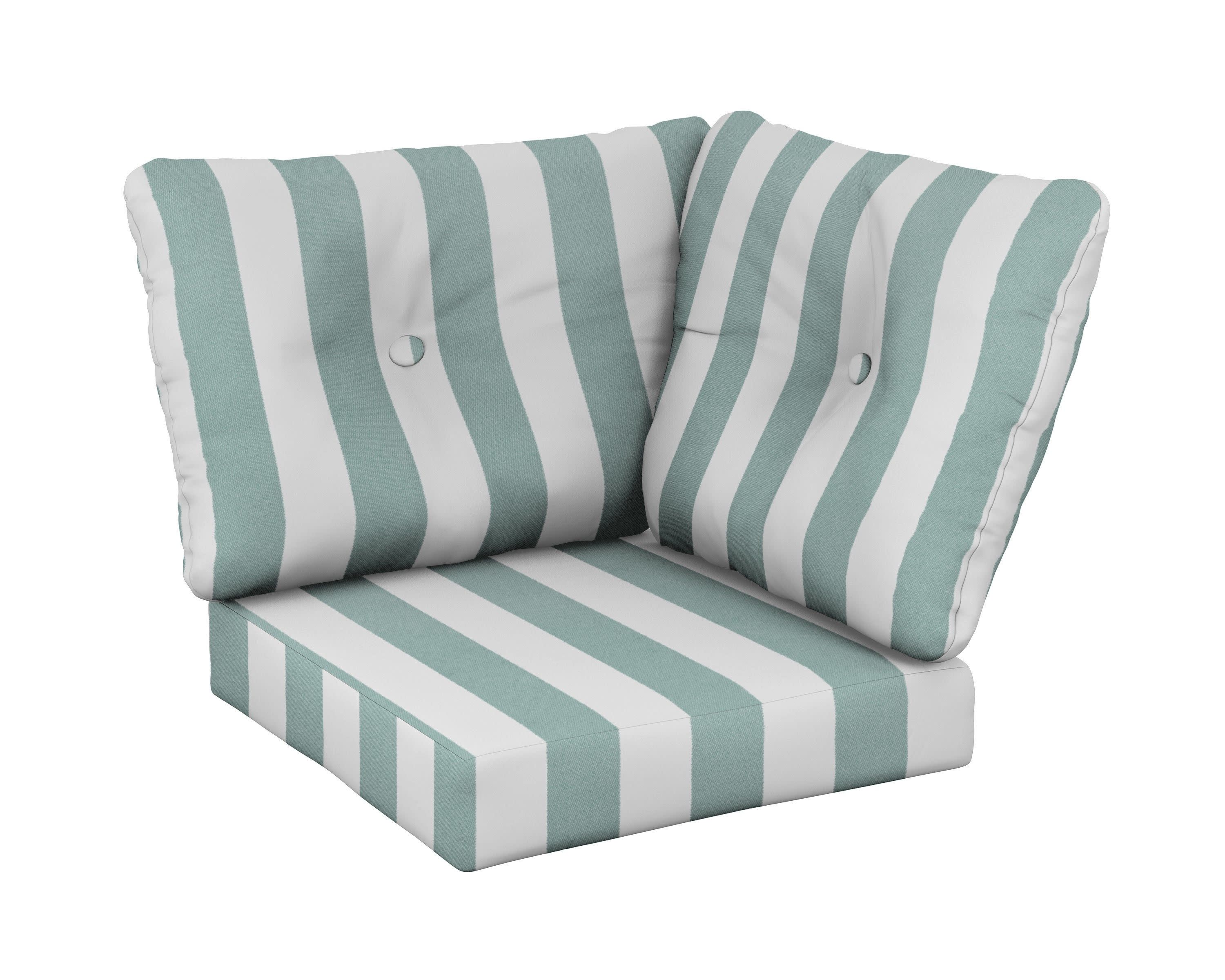 Modular Corner Cushion in Cabana Stripe Glacier Spa