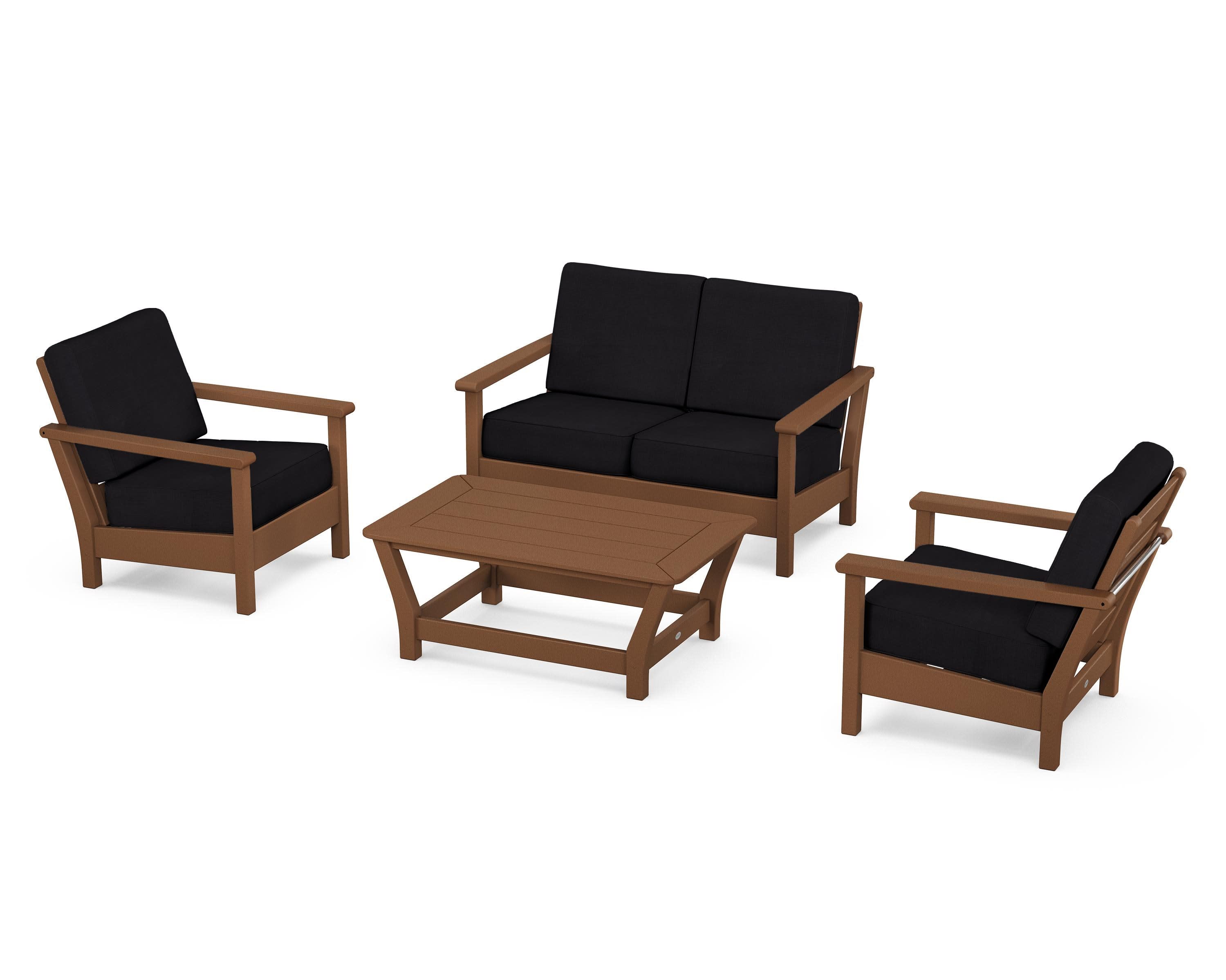 Harbour 4-Piece Deep Seating Set in Teak / Midnight Linen