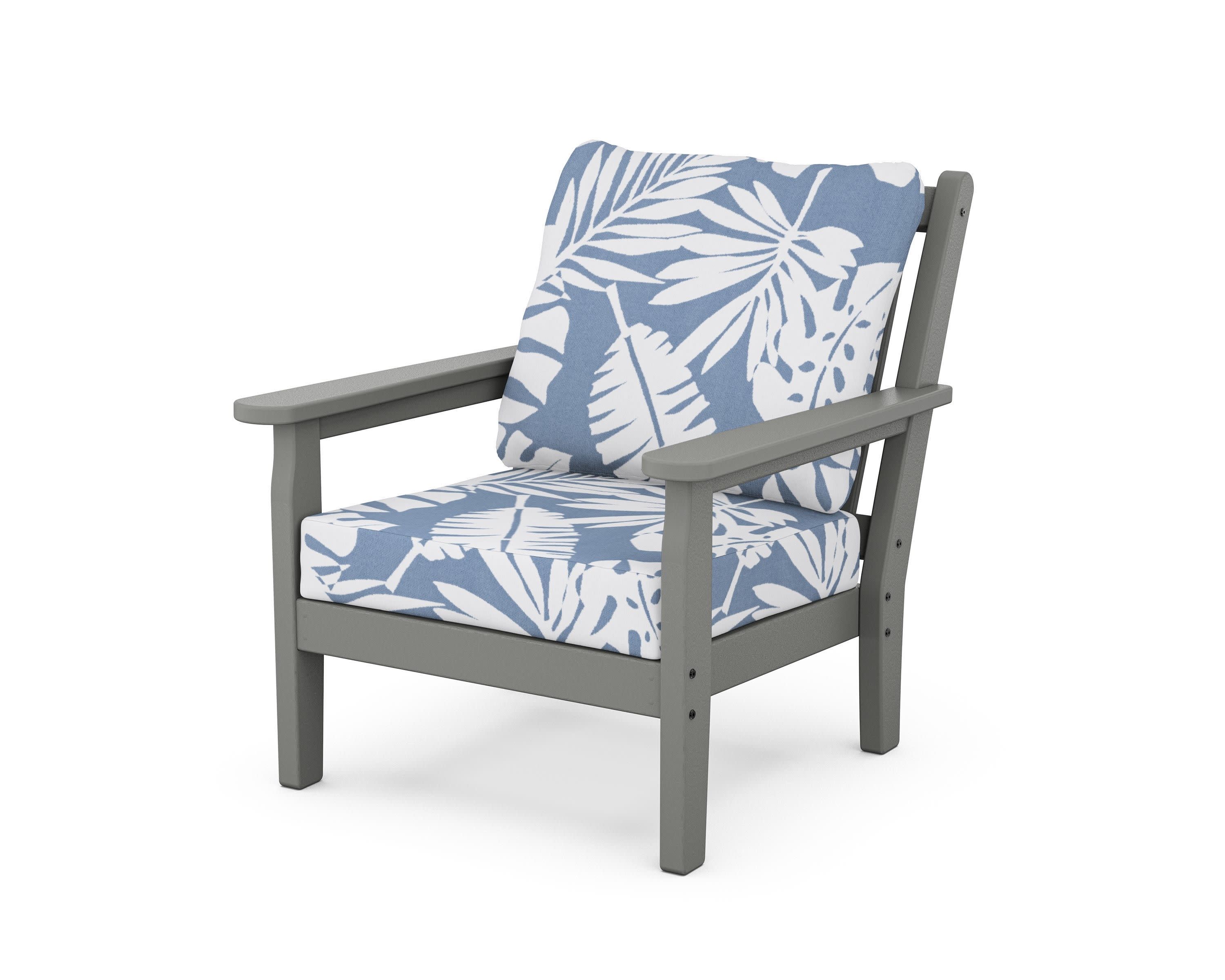 Chippendale Deep Seating Chair in Slate Grey / Leaf Sky Blue