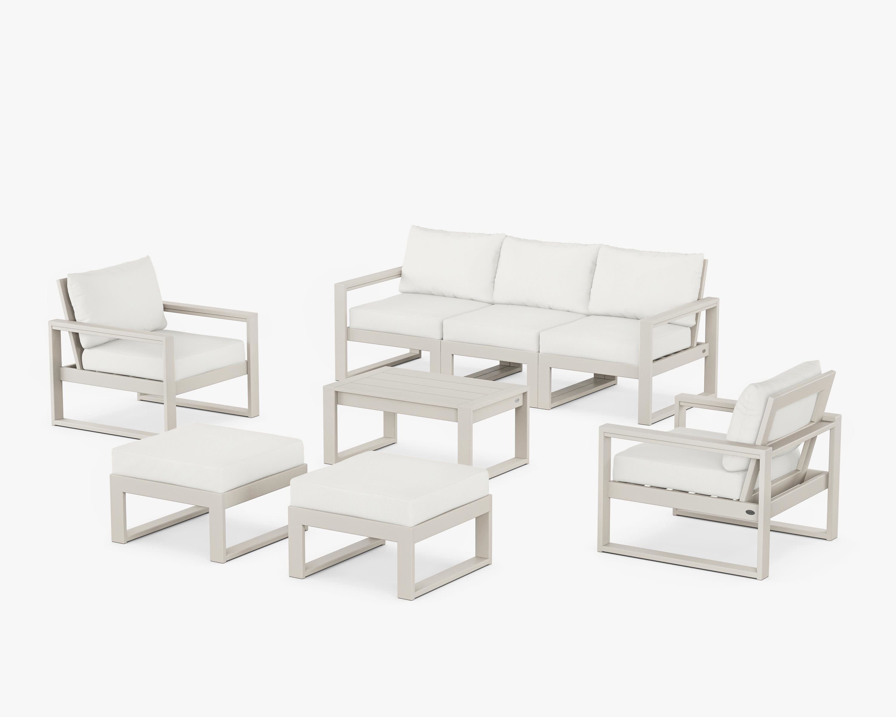 EDGE Sectional 8-Piece Lounge Sofa Set in Sand / Natural Linen