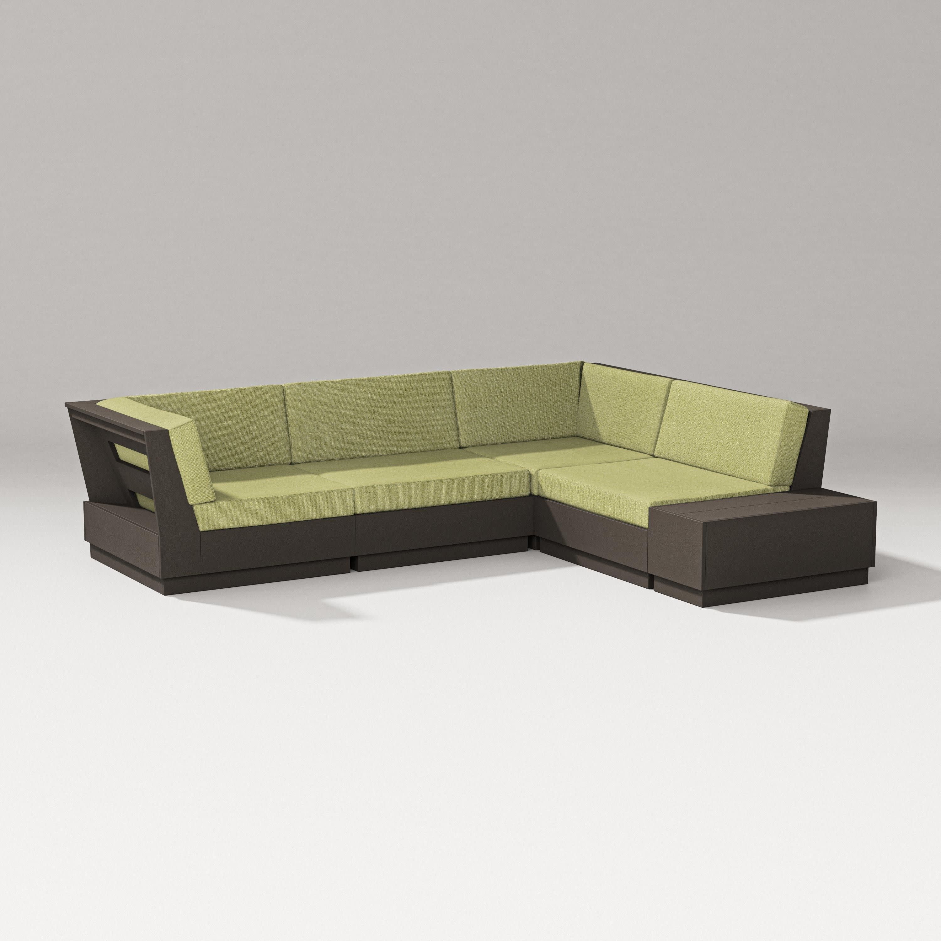 Elevate Corner Sectional in Vintage Coffee / Chartreuse Boucle