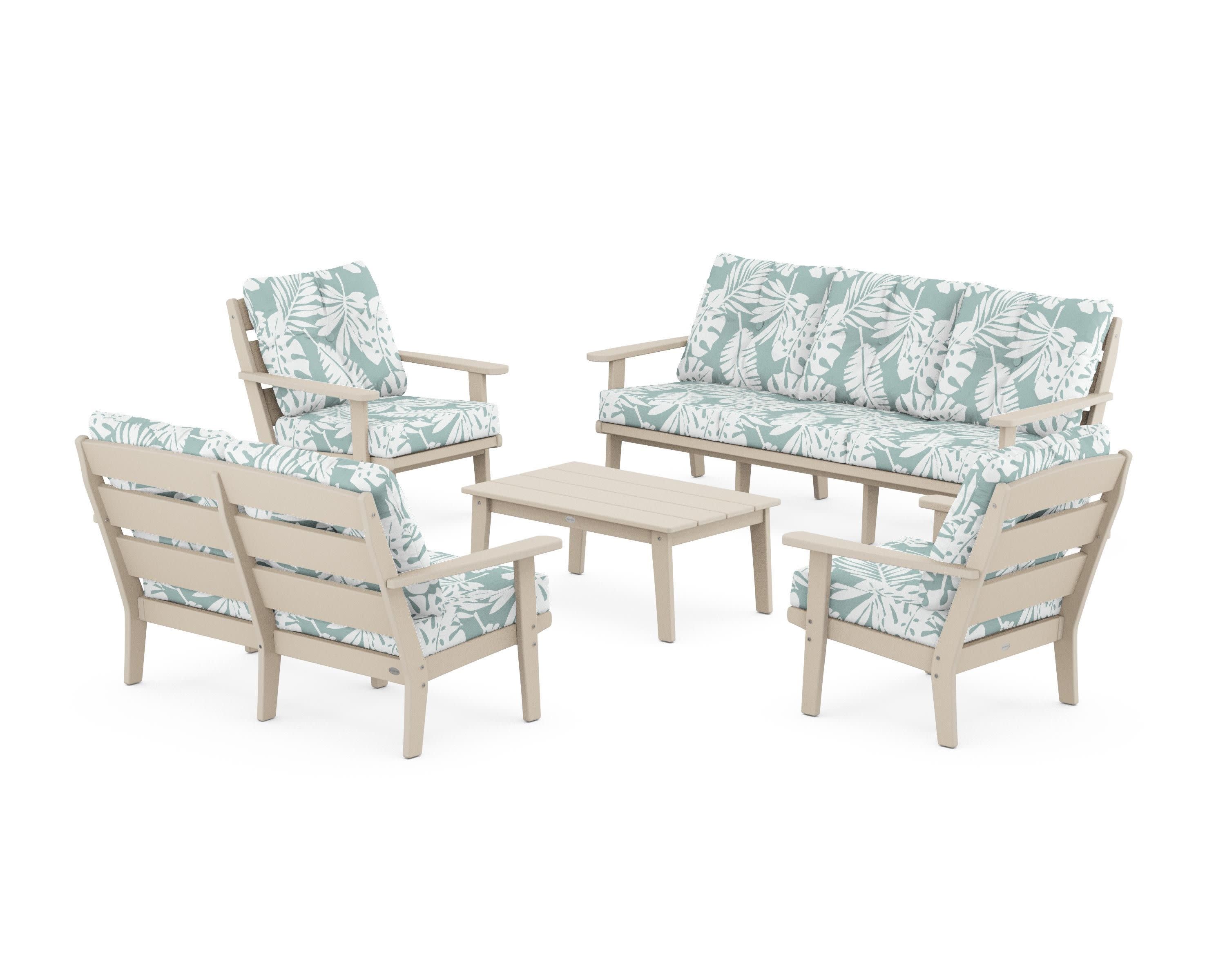 Lakeside 5-Piece Lounge Sofa Set in Sand / Leaf Glacier Spa