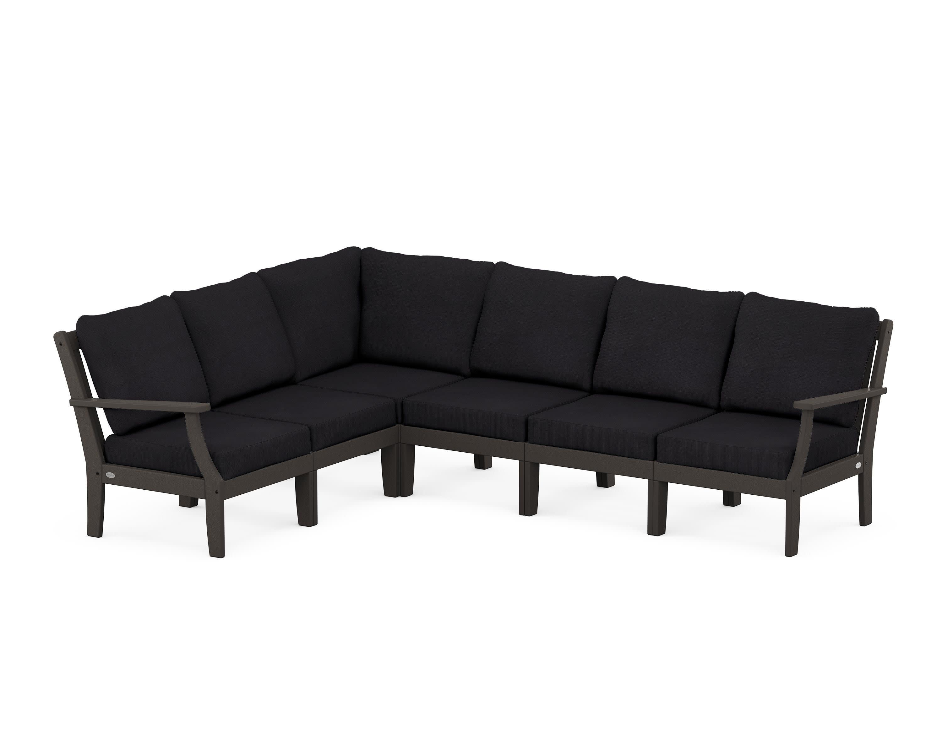 Braxton Modular 6-Piece Deep Seating Set in Vintage Coffee / Midnight Linen