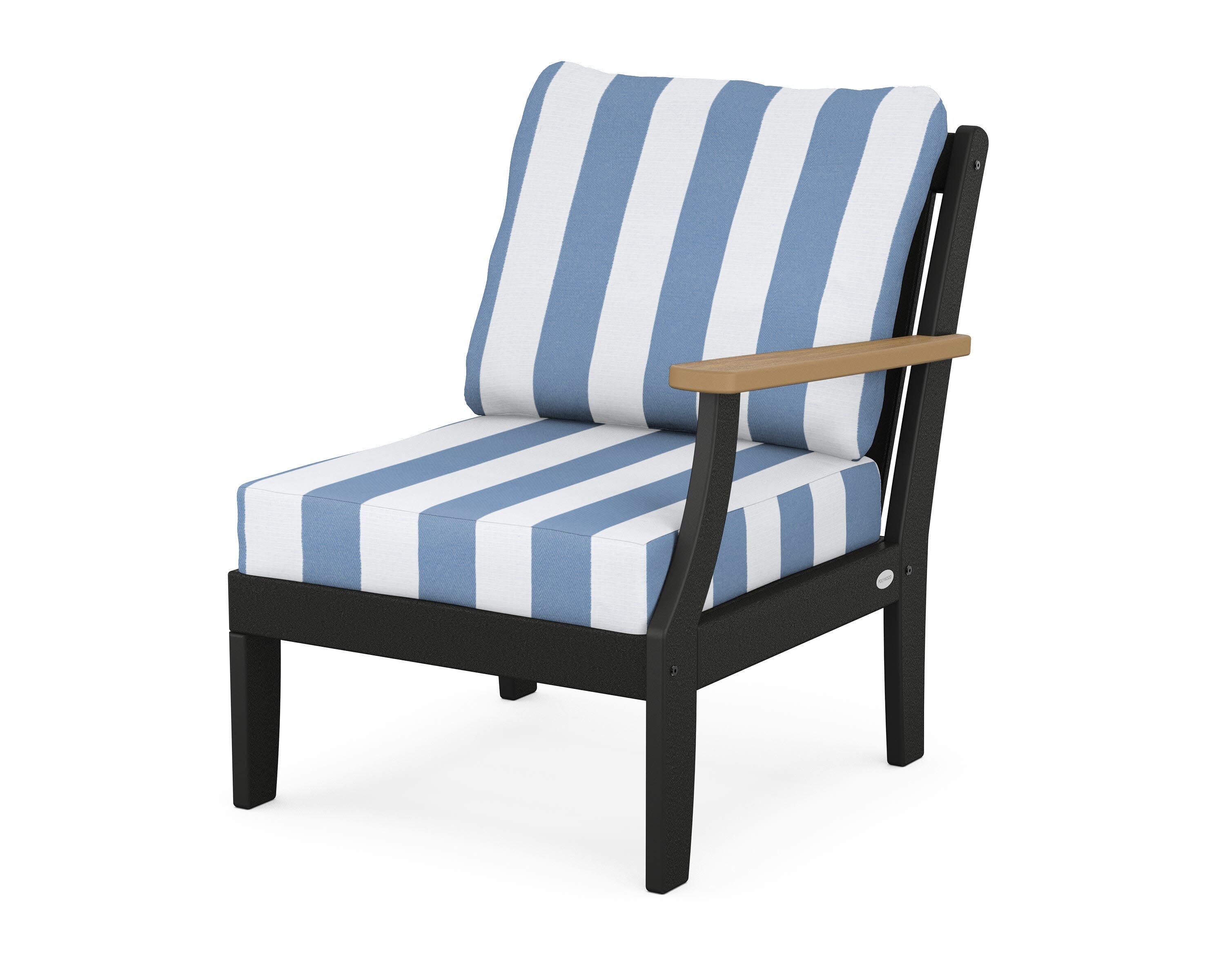 Braxton Modular Right Arm Chair in Black / Natural / Cabana Stripe Sky Blue