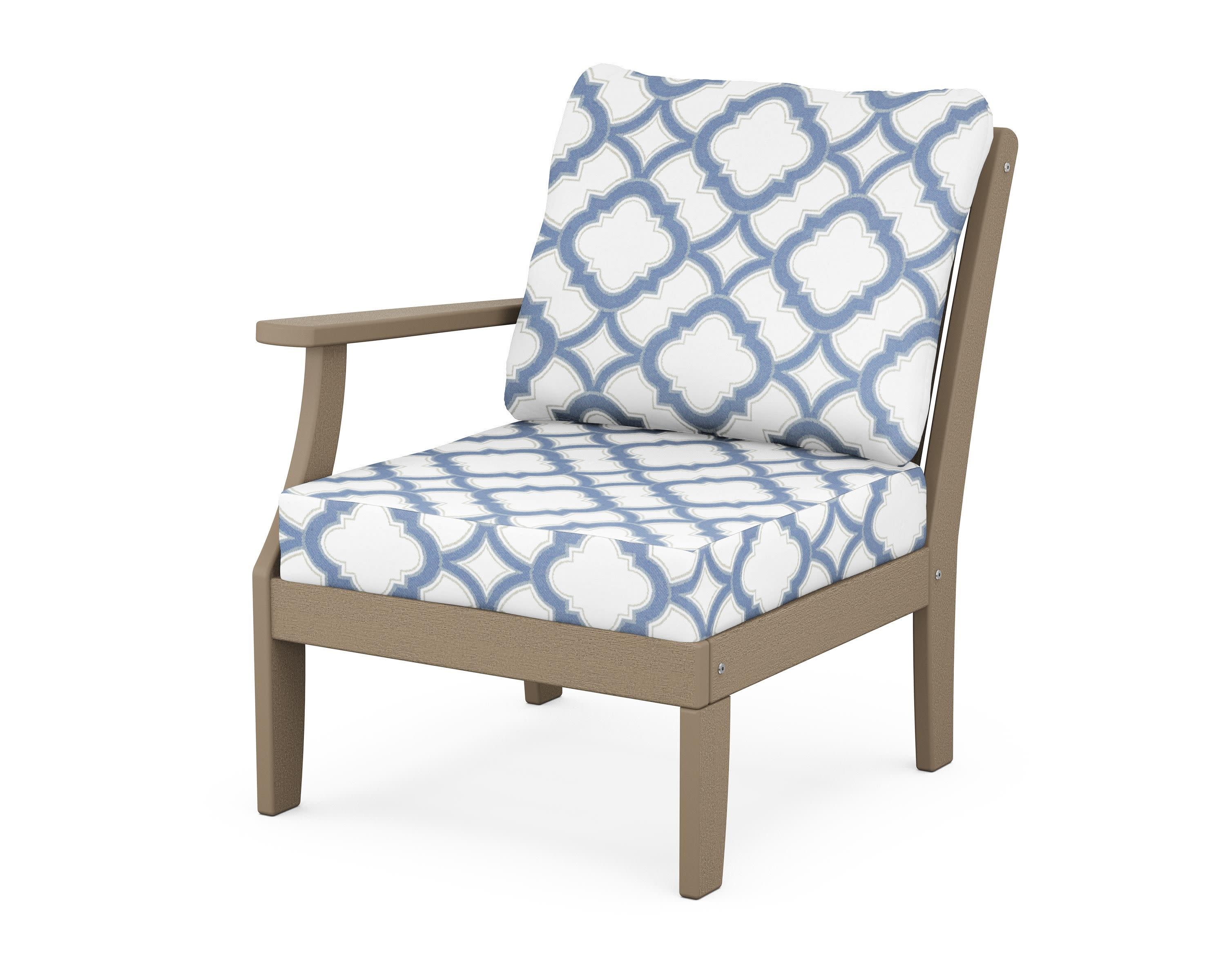 Braxton Modular Left Arm Chair in Vintage Sahara / Trellis Sky Blue