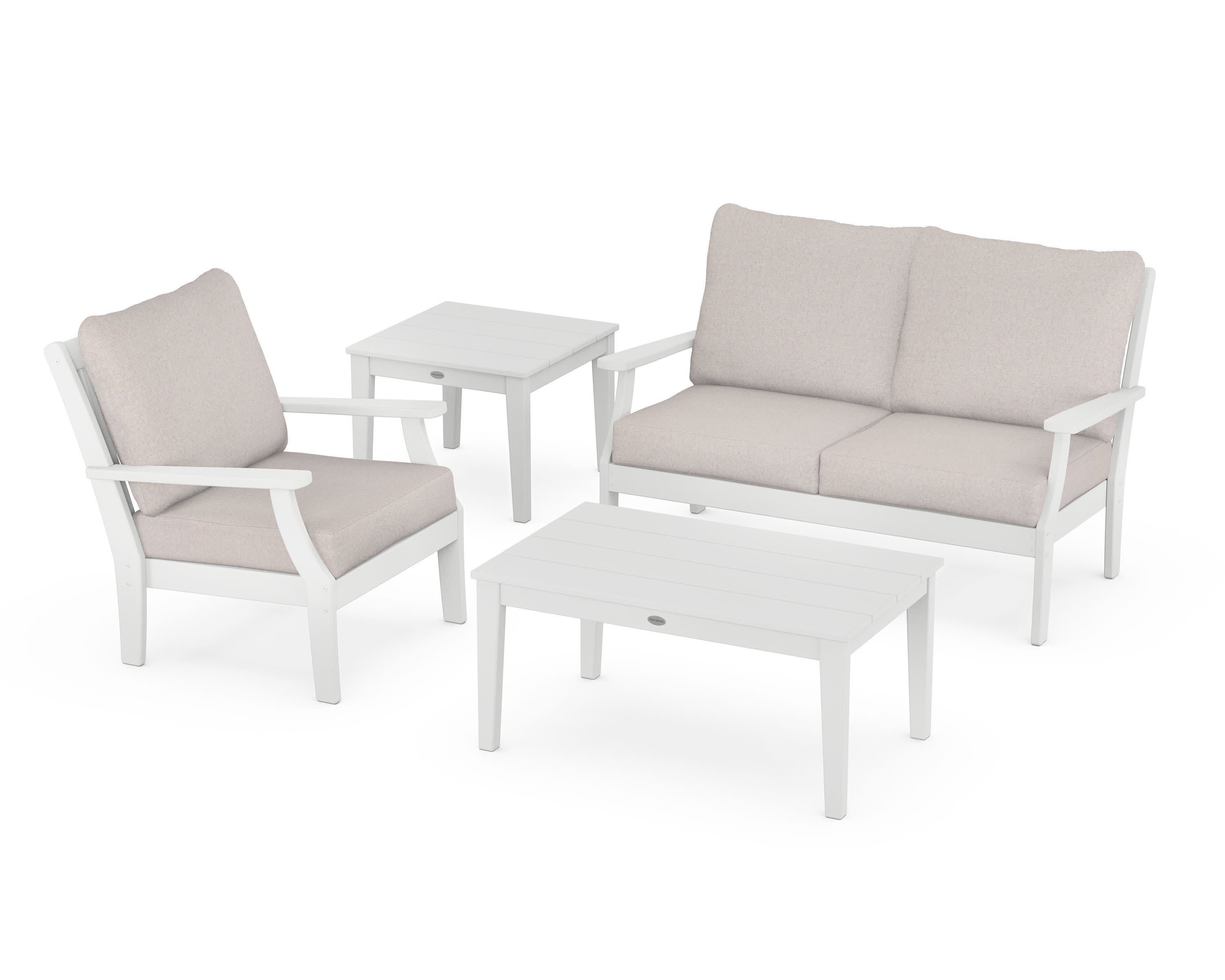 Braxton 4-Piece Deep Seating Set in White / Dune Burlap