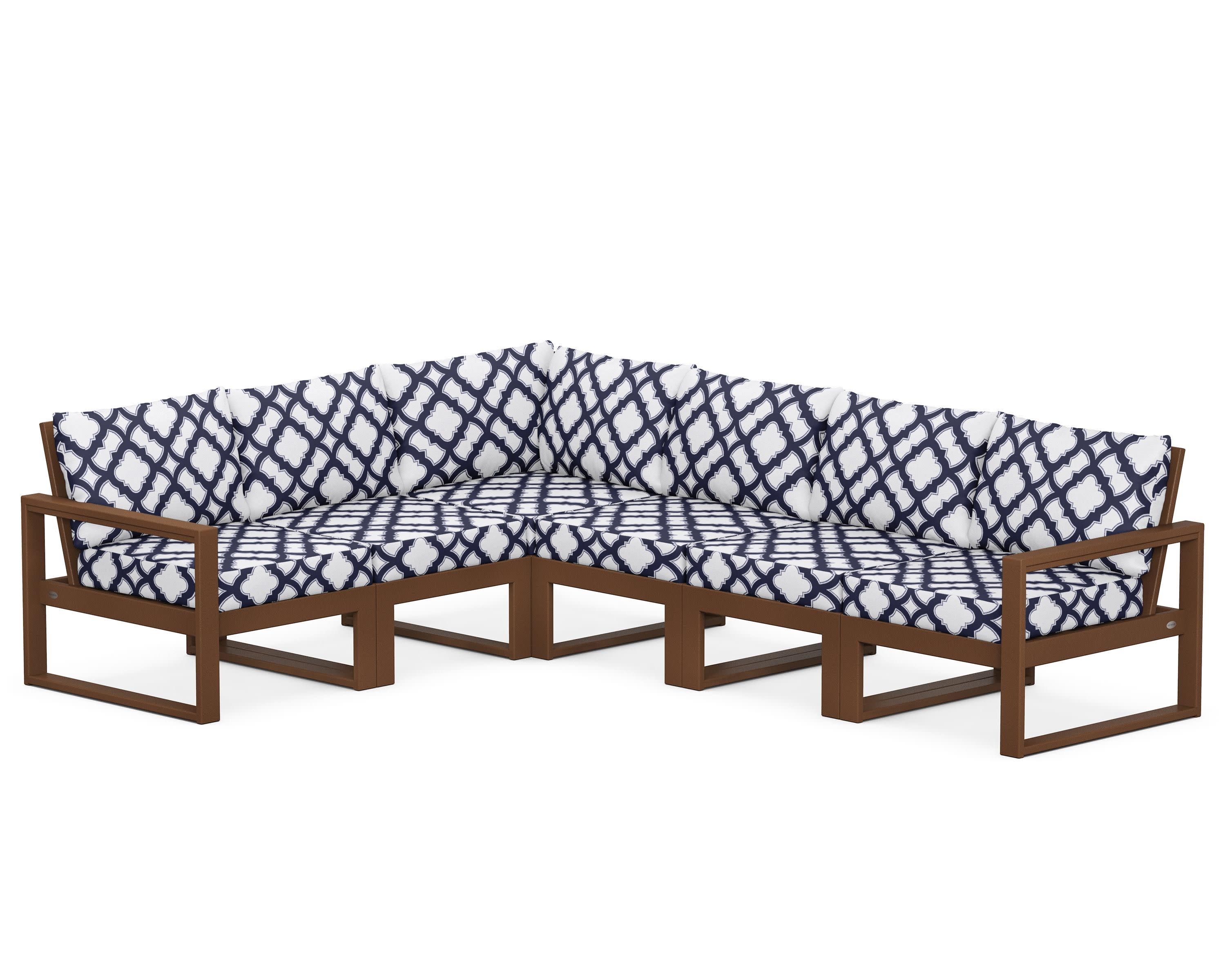 EDGE 6-Piece Modular Deep Seating Set in Teak / Trellis Navy