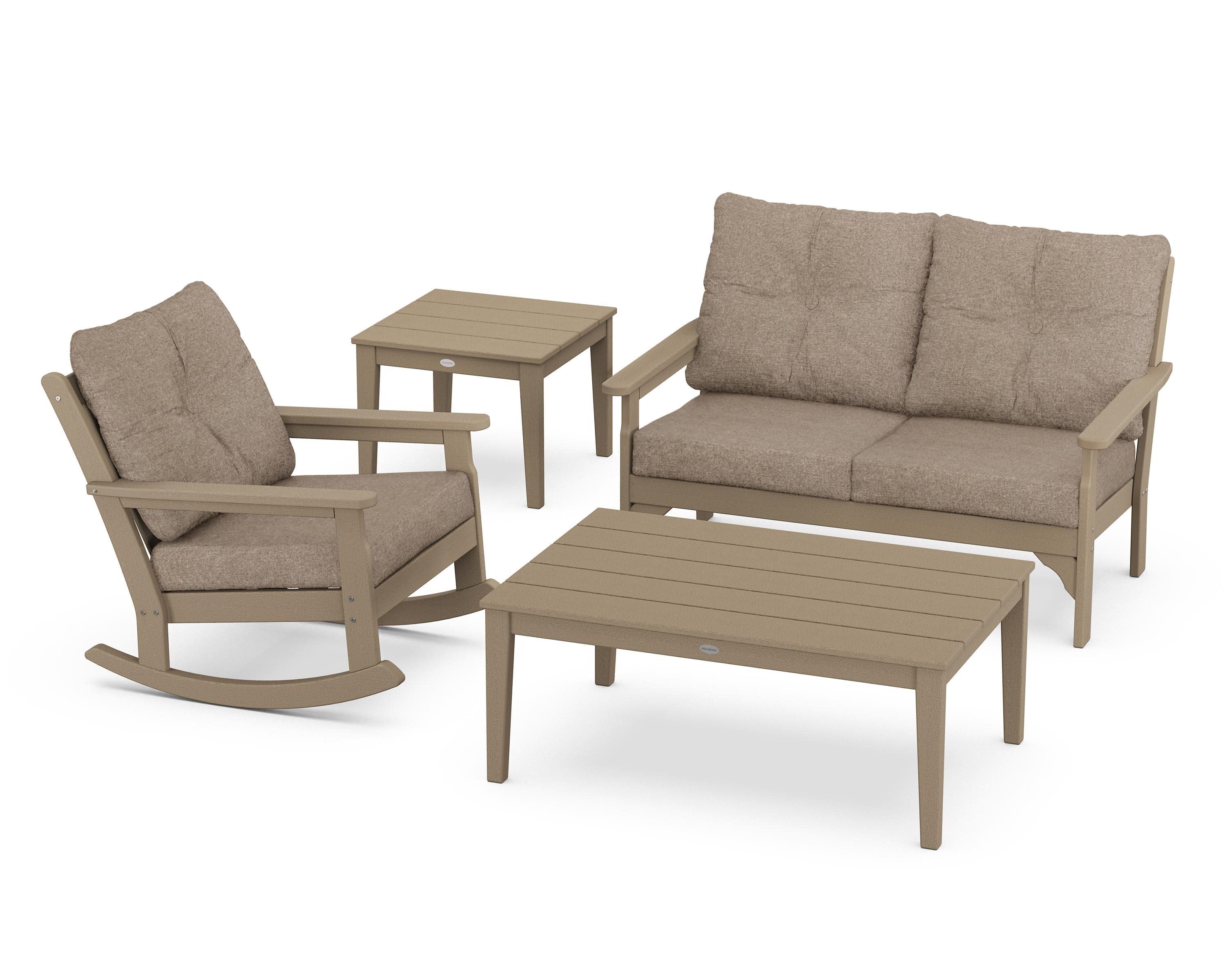 Vineyard 4-Piece Deep Seating Rocker Set in Vintage Sahara / Spiced Burlap