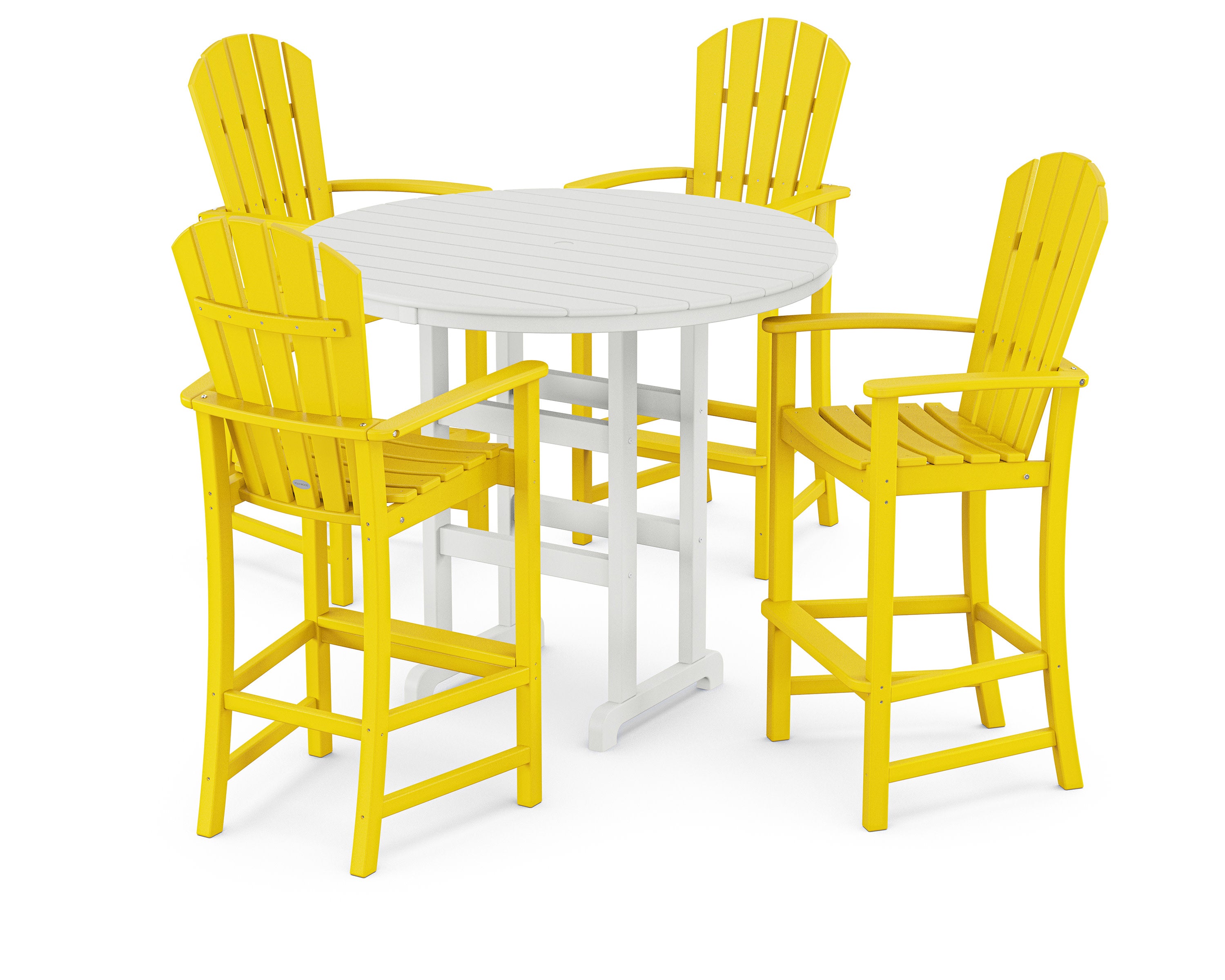 Palm Coast 5-Piece Round Farmhouse Bar Set in Lemon / White