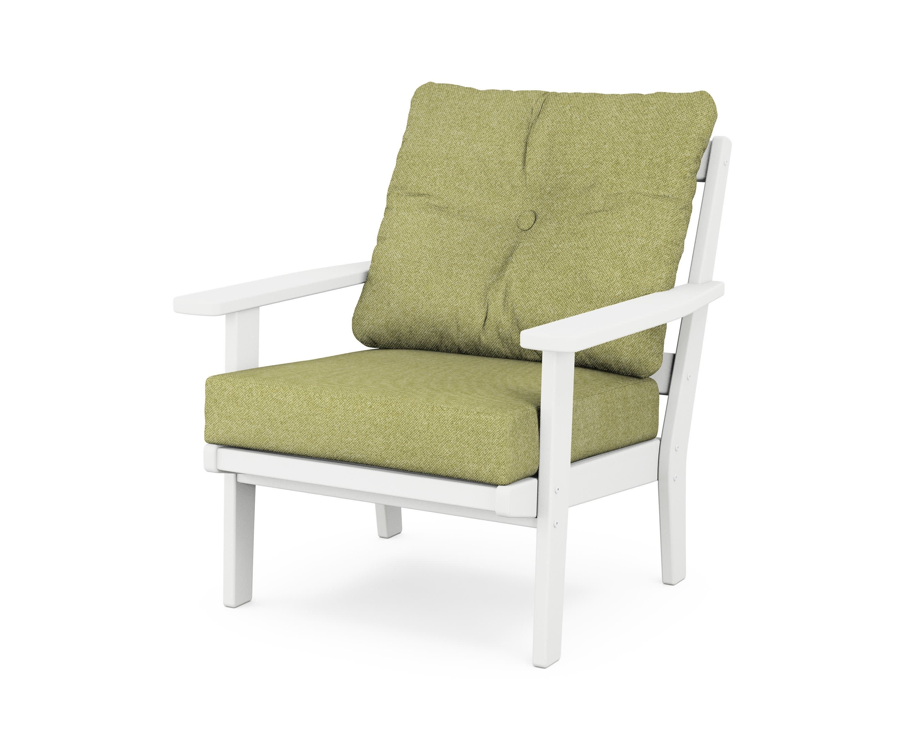Oxford Deep Seating Chair in White / Chartreuse Boucle