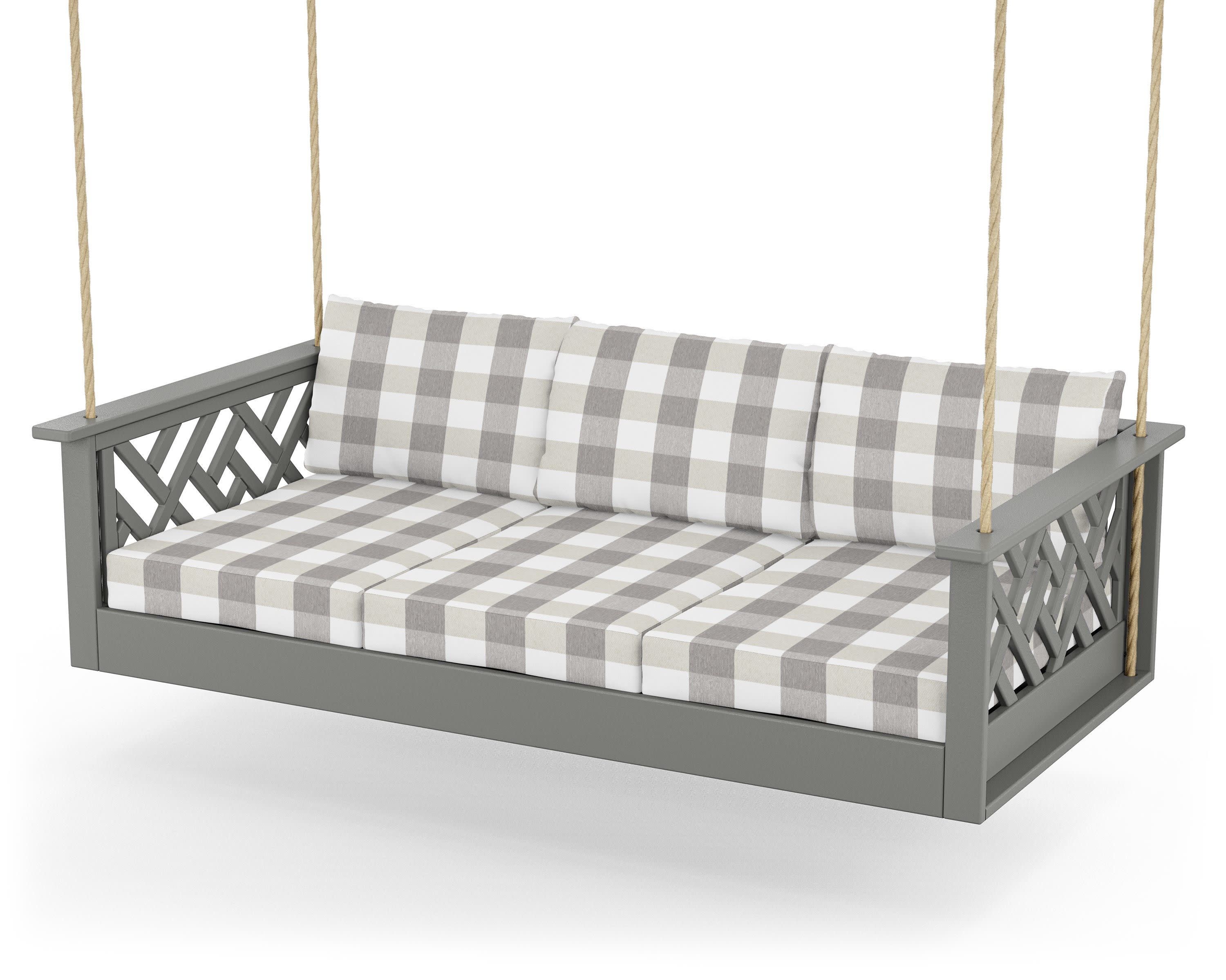 Chippendale Daybed Swing in Slate Grey / Buffalo Plaid Grey Mist