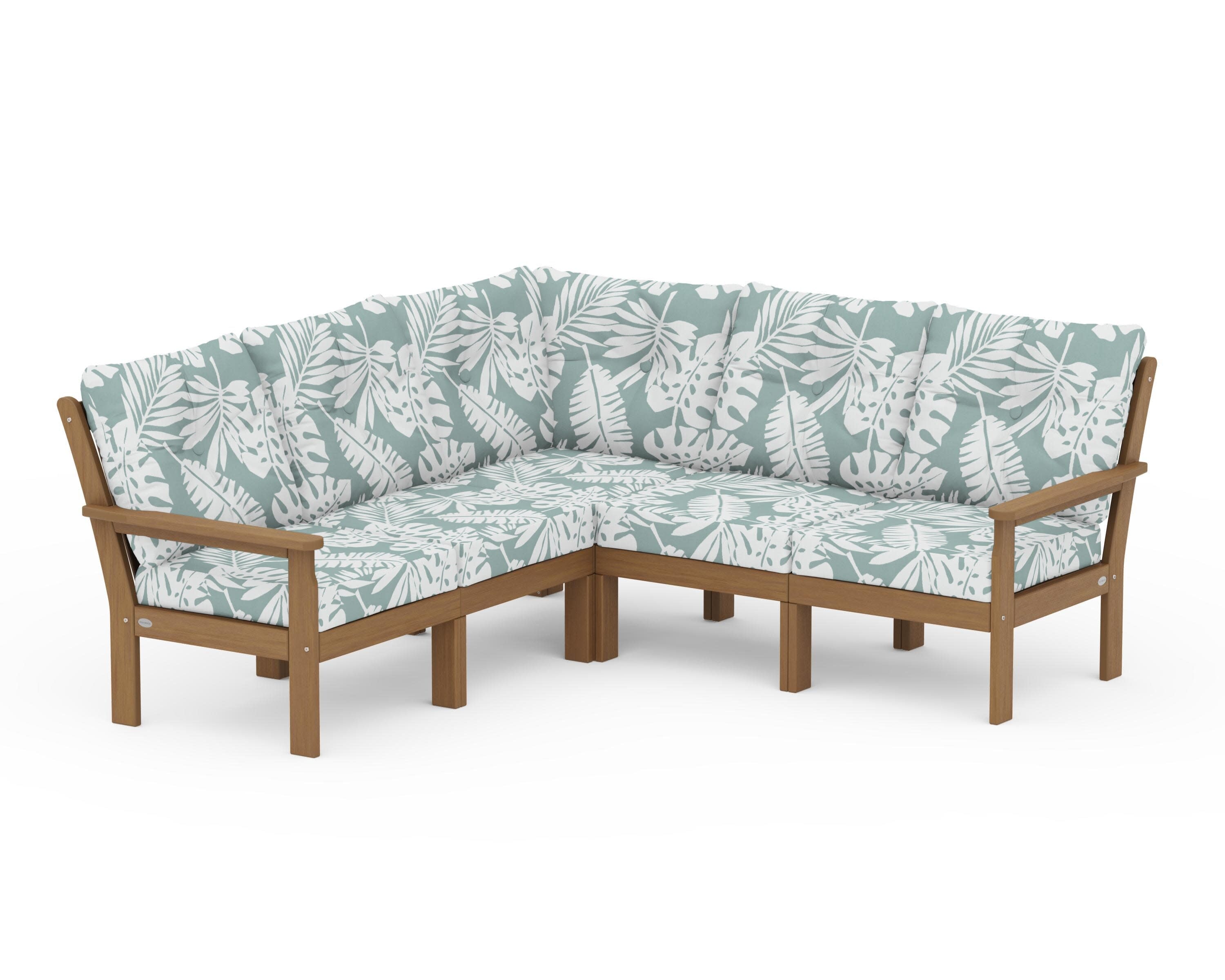 Vineyard 5-Piece Sectional in Natural / Leaf Glacier Spa