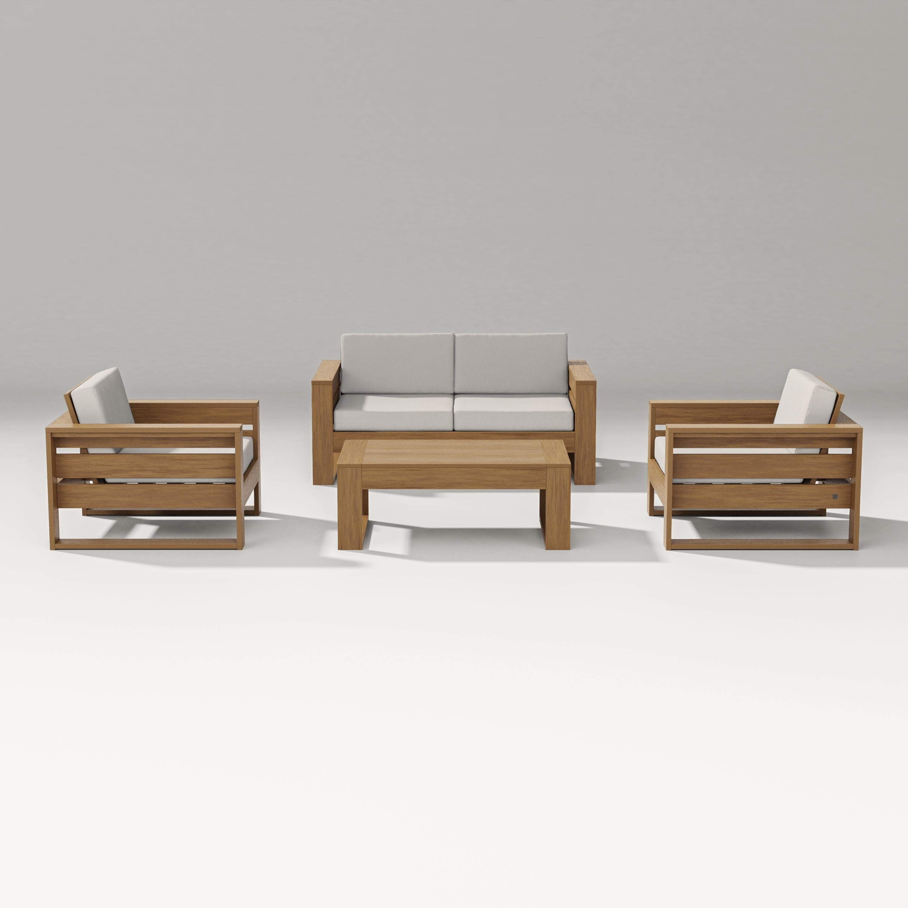 Latitude 4-Piece Lounge Loveseat Set in Natural / Cast Ash