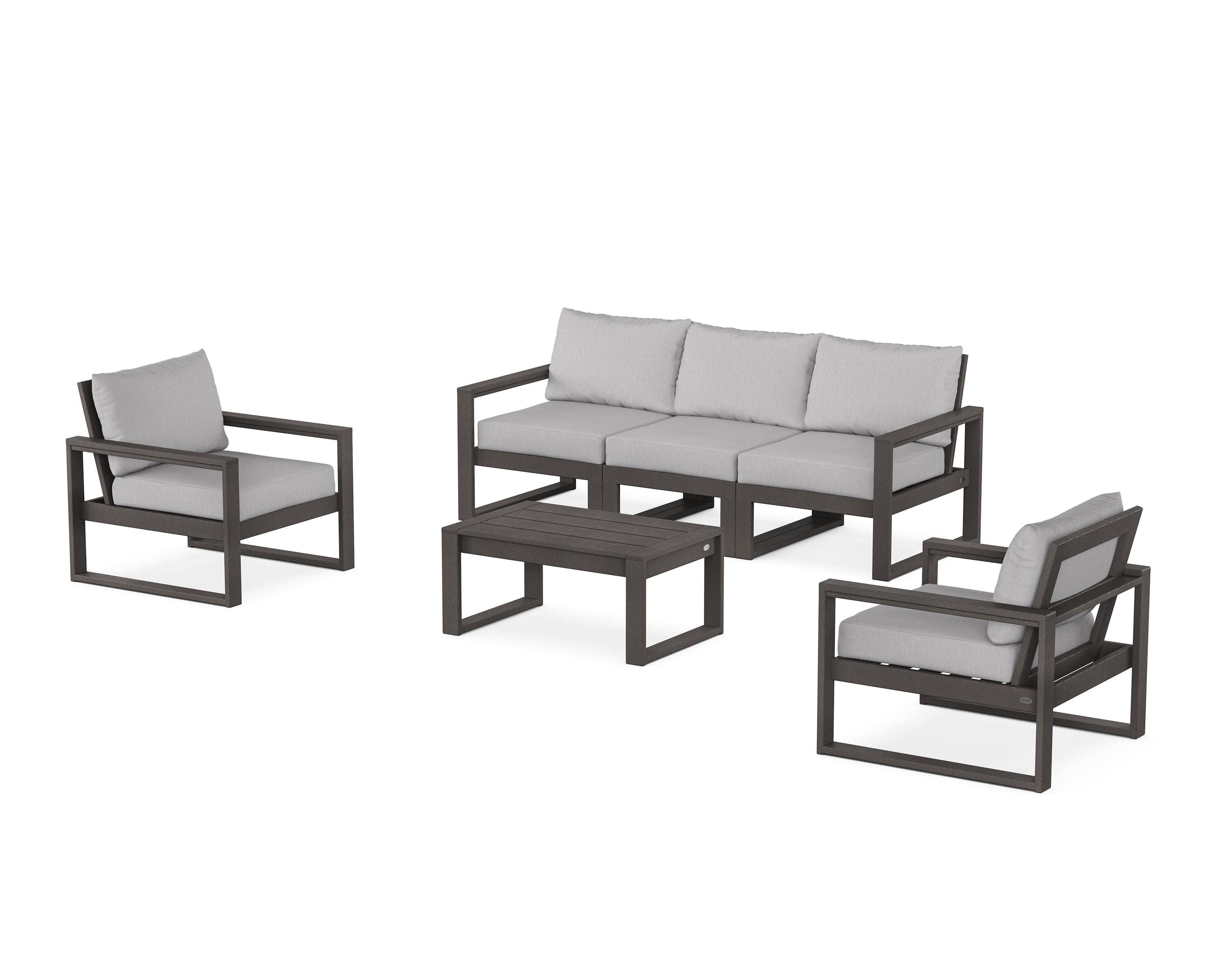 EDGE Sectional 4-Piece Deep Seating Set with Sofa in Vintage Coffee / Granite