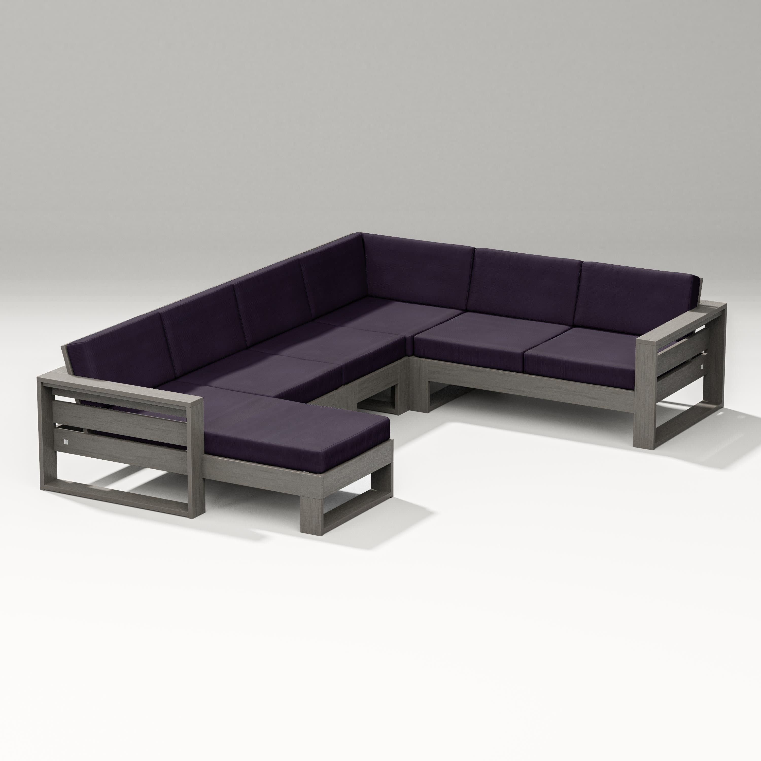 Latitude Corner Sectional with Left Chaise in Driftwood / Navy Linen