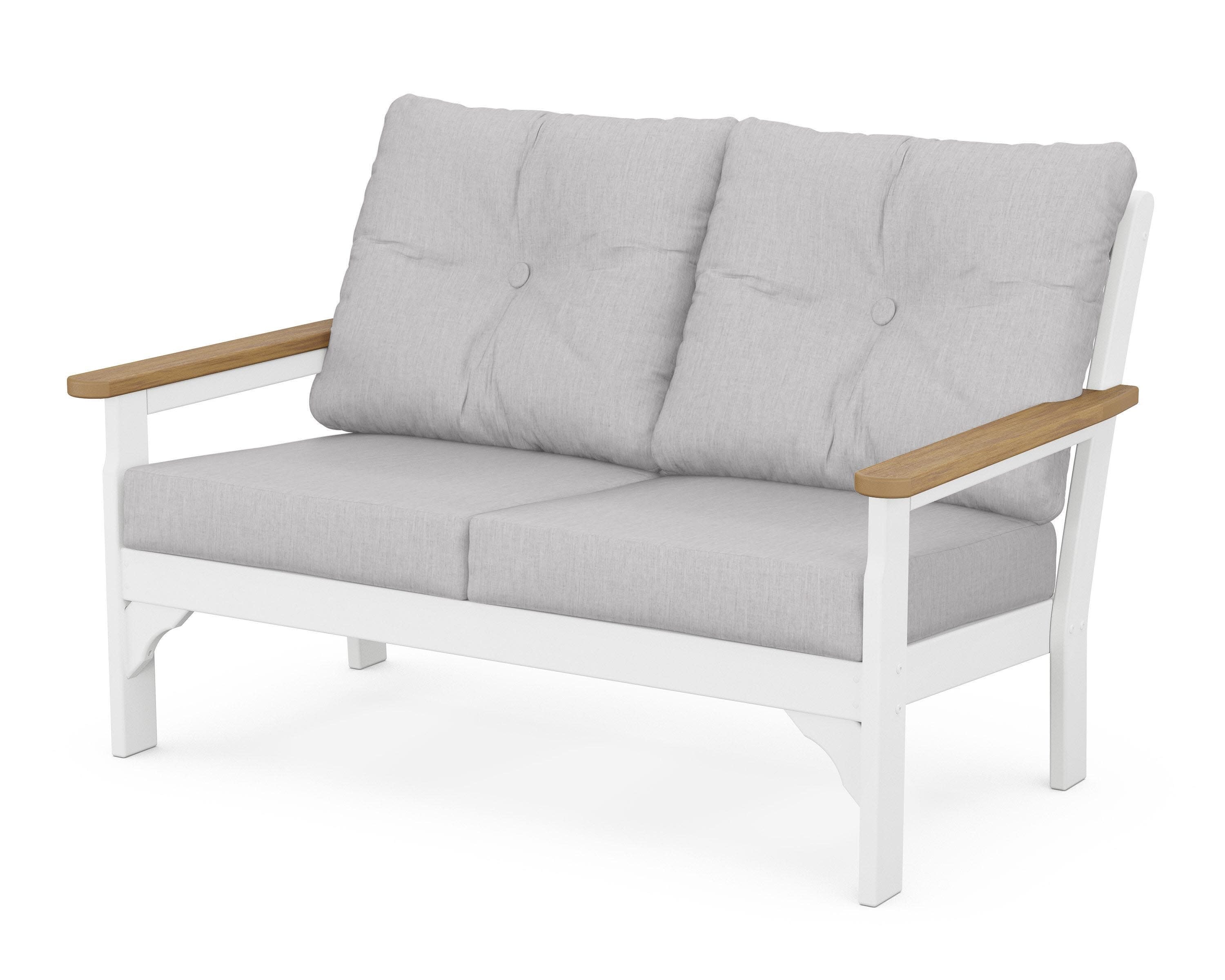 Vineyard Deep Seating Loveseat in White / Natural / Granite