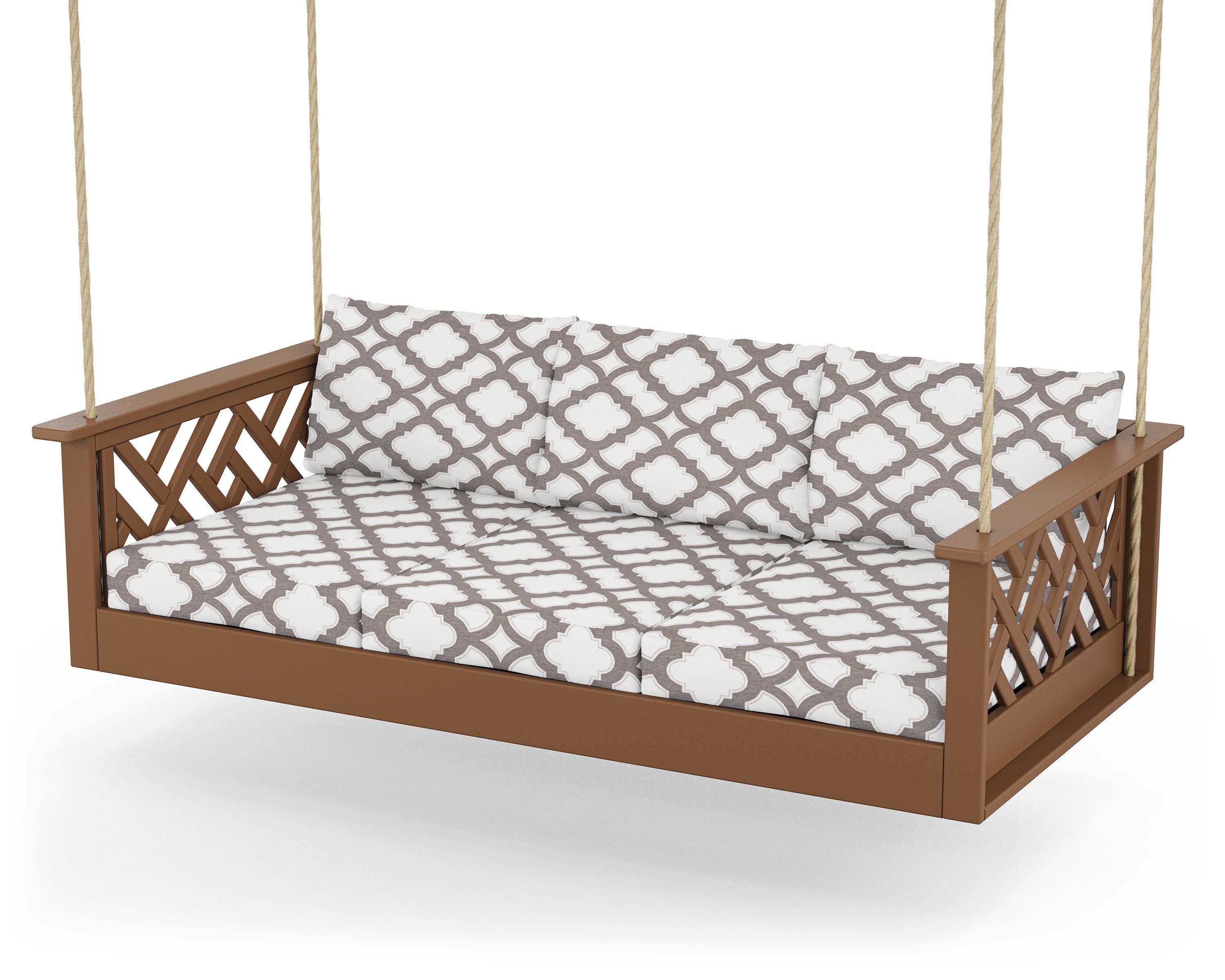 Chippendale Daybed Swing in Teak / Trellis Grey Mist
