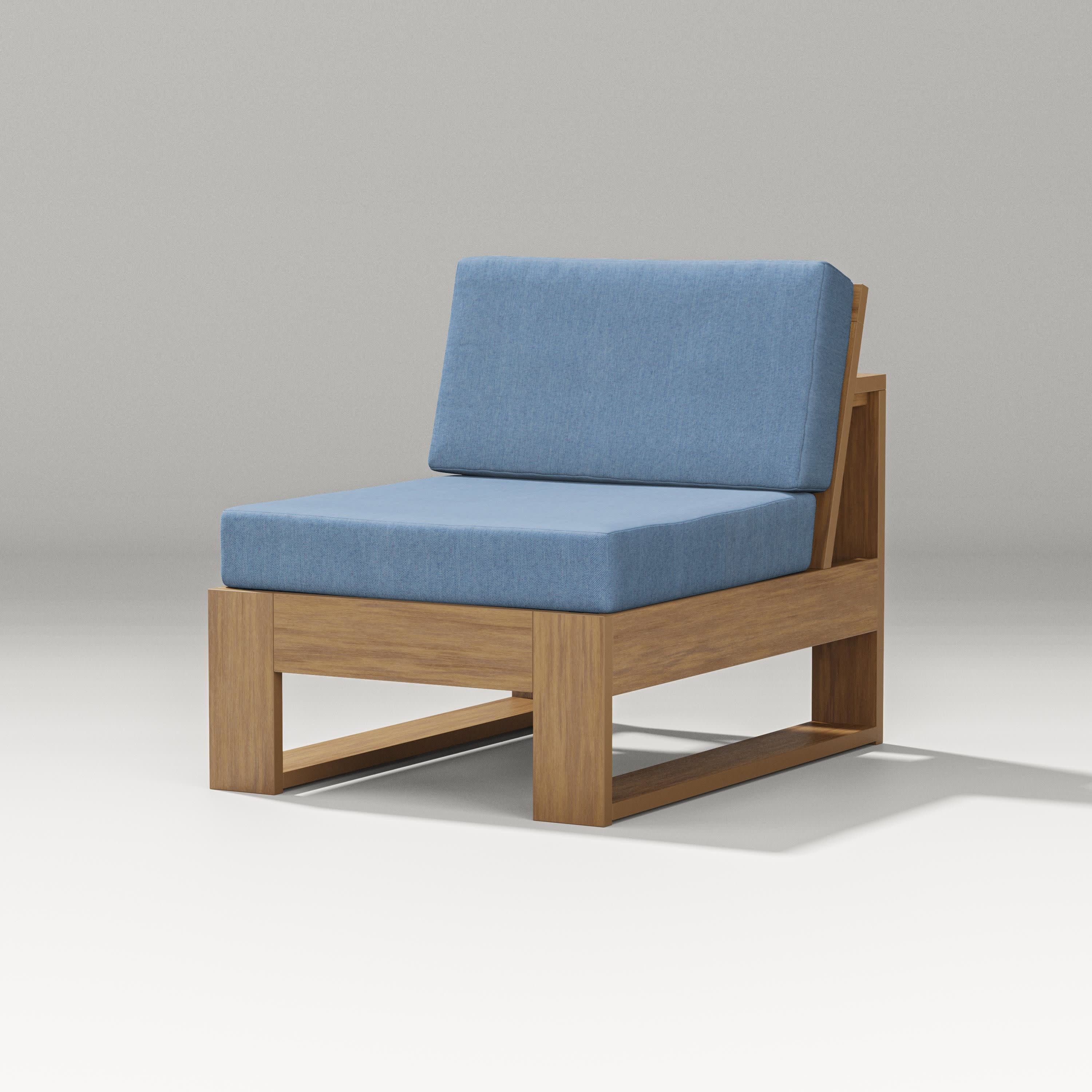 Latitude Modular Armless Chair in Natural / Sky Blue