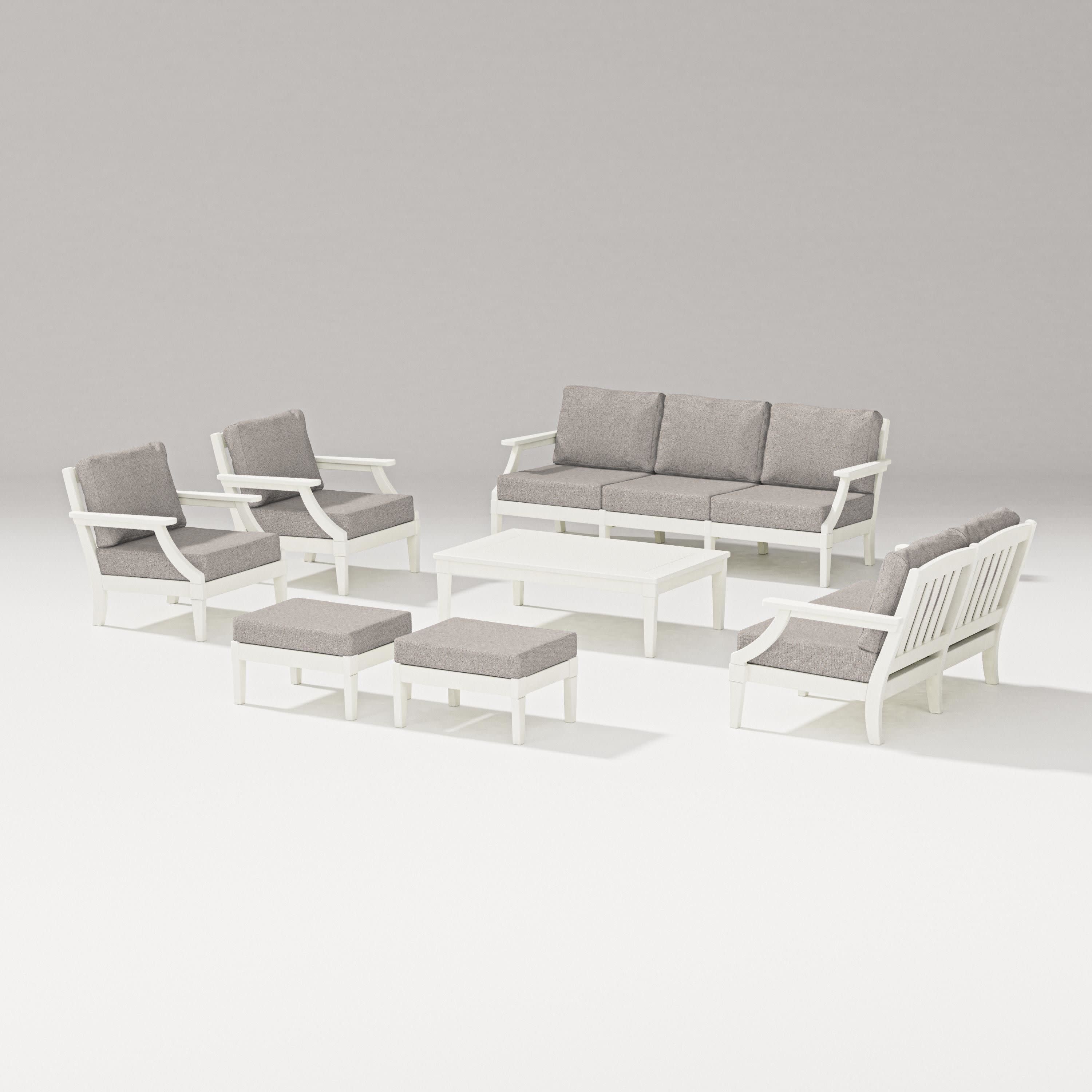 Estate 7-Piece Lounge Sofa Set in Vintage White / Weathered Tweed