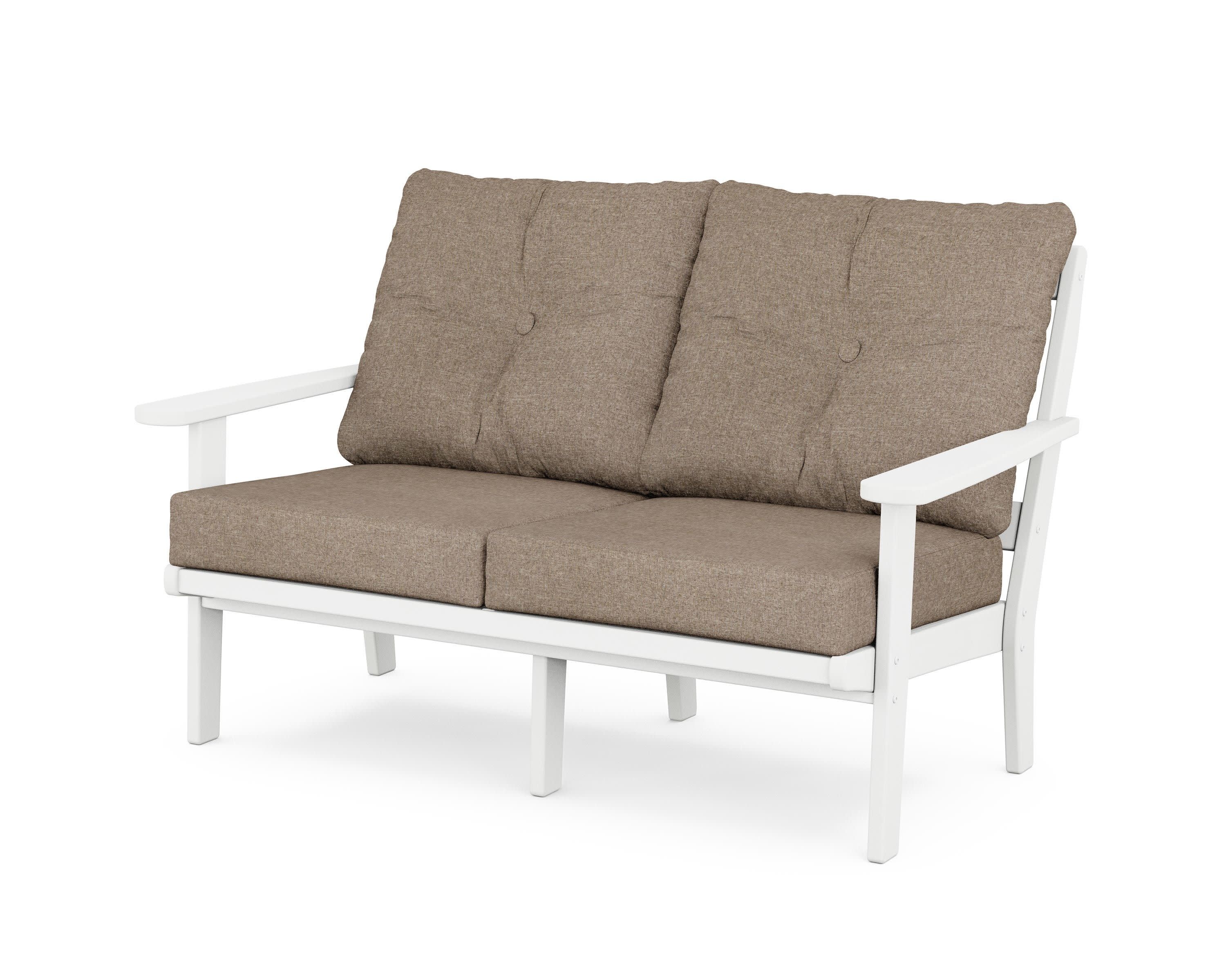 Mission Deep SeatingLoveseat in White / Spiced Burlap