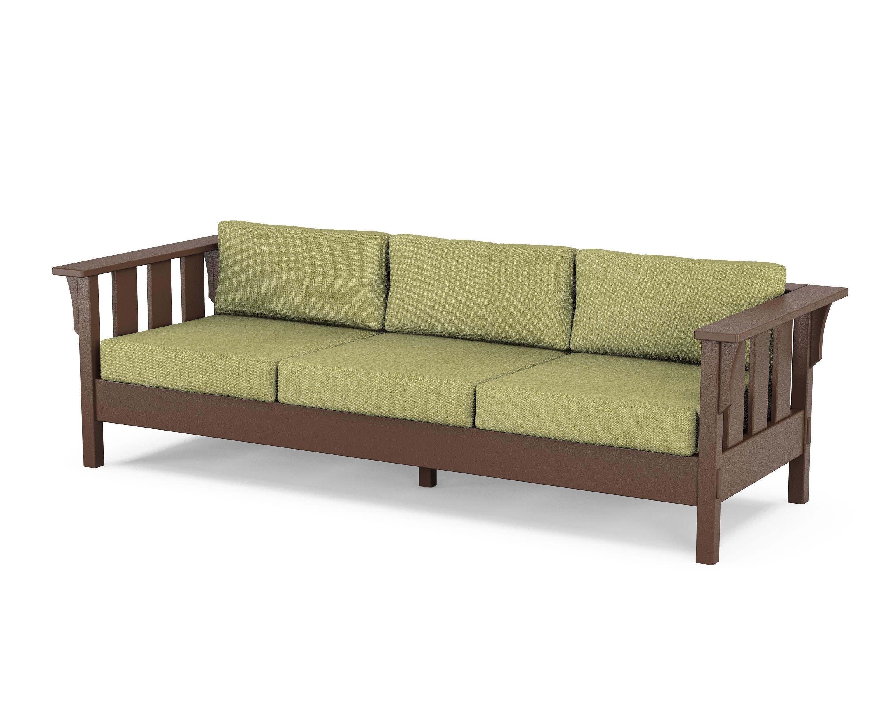 Acadia Deep Seating Sofa in Mahogany / Chartreuse Boucle