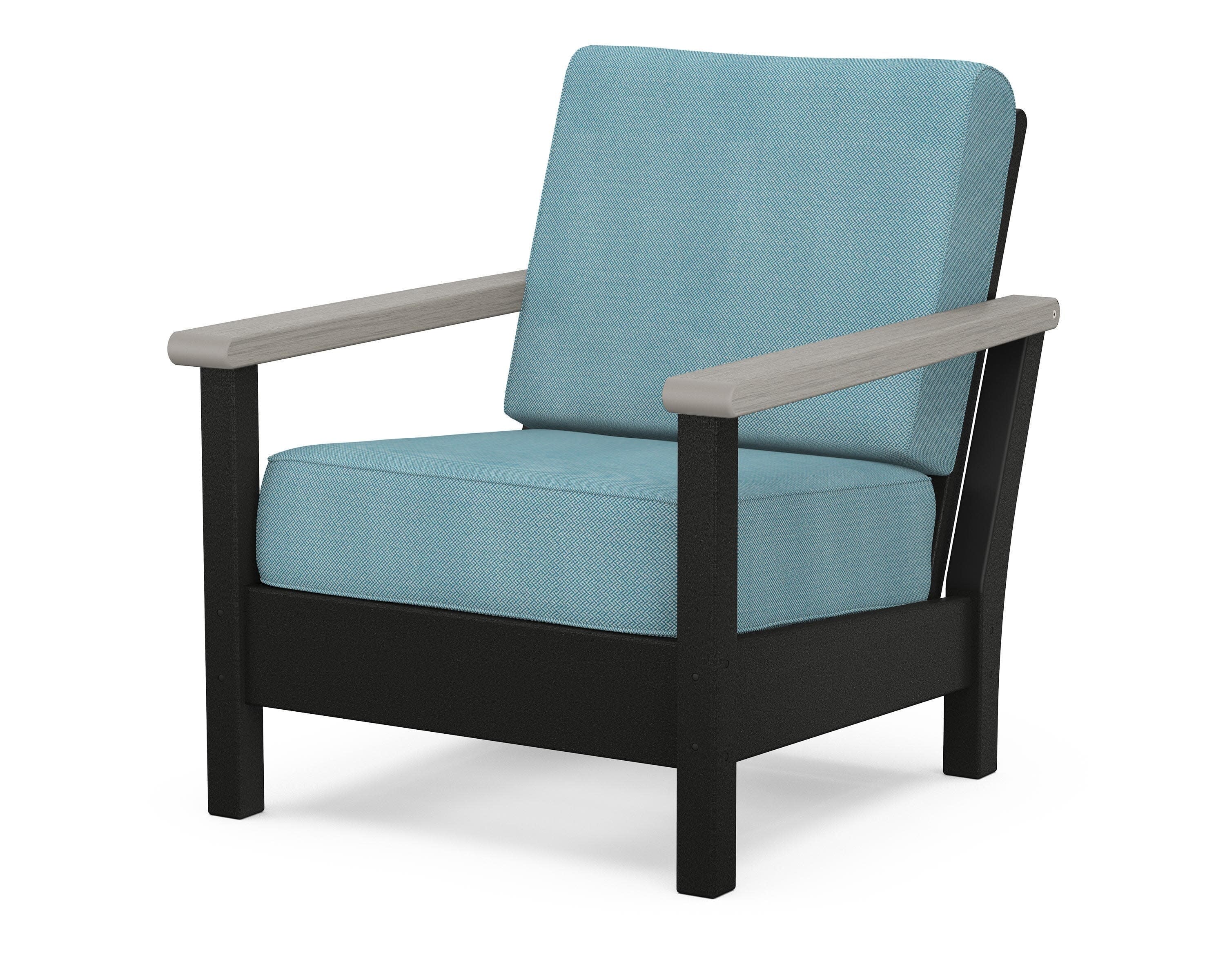 Harbour Deep Seating Chair in Black / Driftwood / Lattice Sky Blue