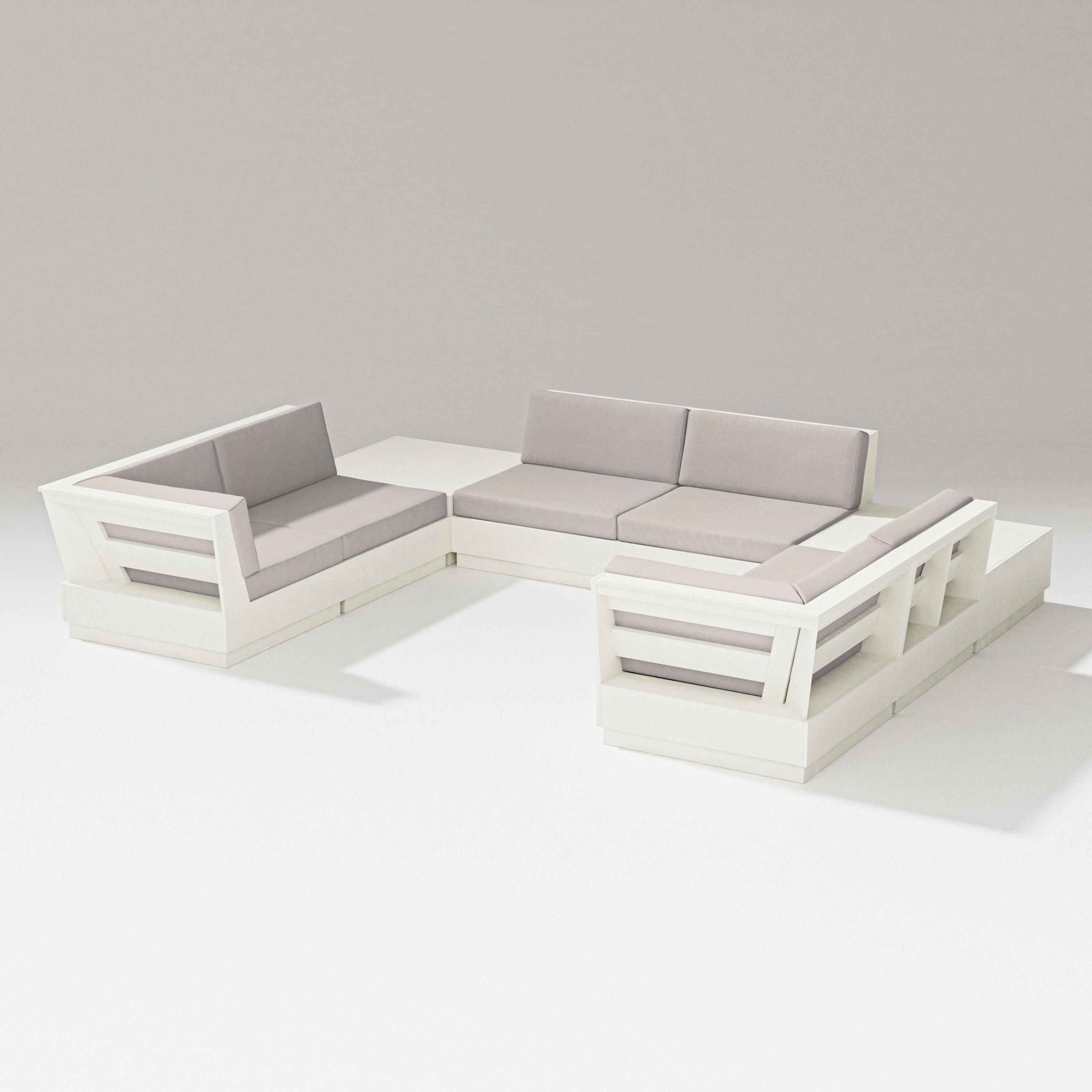 Elevate 8-Piece U-Shaped Sectional in Vintage White / Dune Burlap