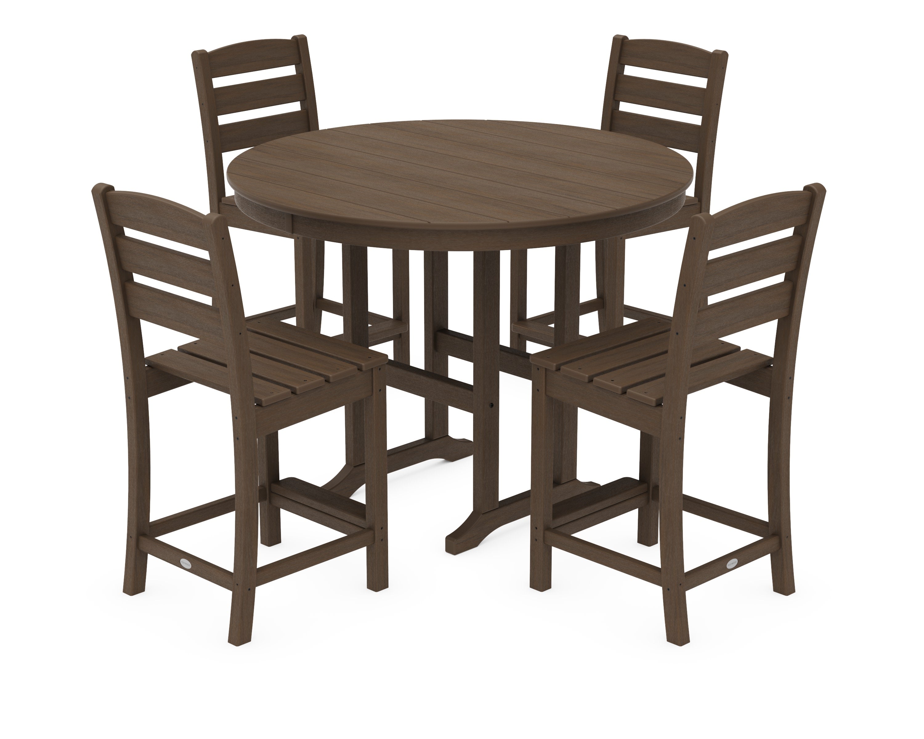 Lakeside 5-Piece Farmhouse Round Side Chair Counter  Set in Kona