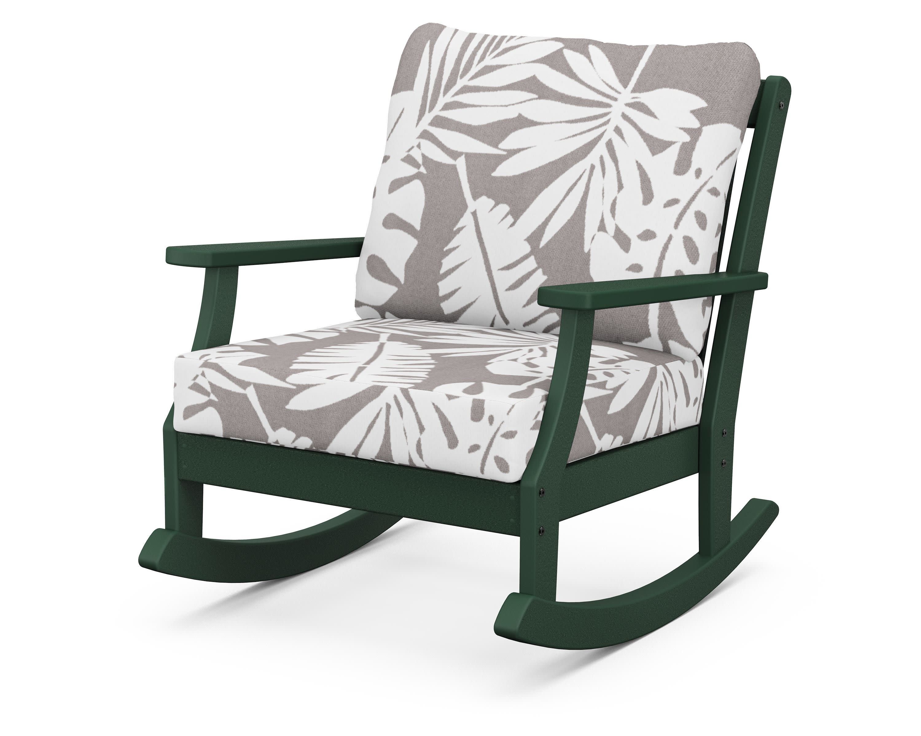 Braxton Deep Seating Rocking Chair in Green / Leaf Grey Mist