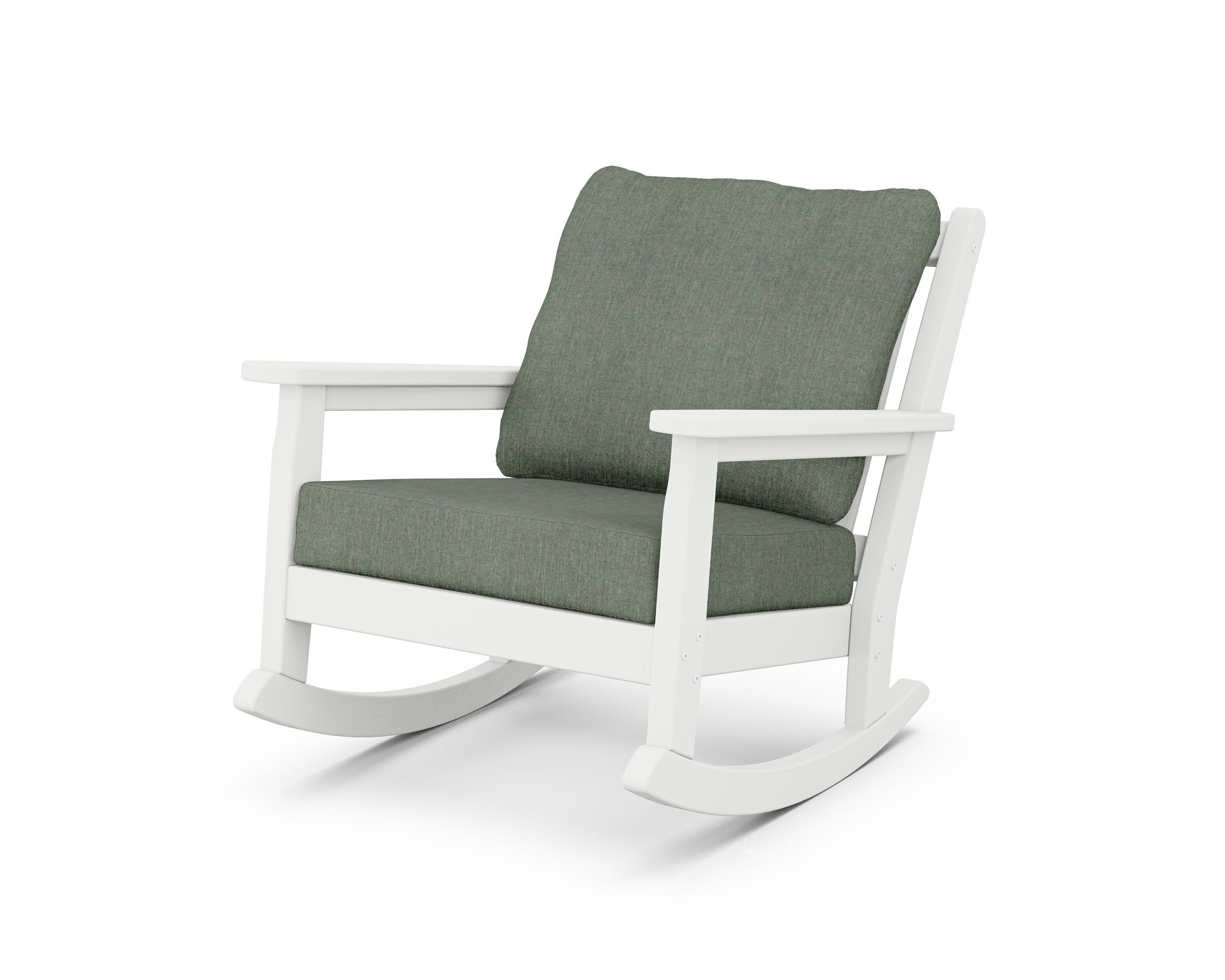 Chippendale Deep Seating Rocking Chair in White / Cast Sage