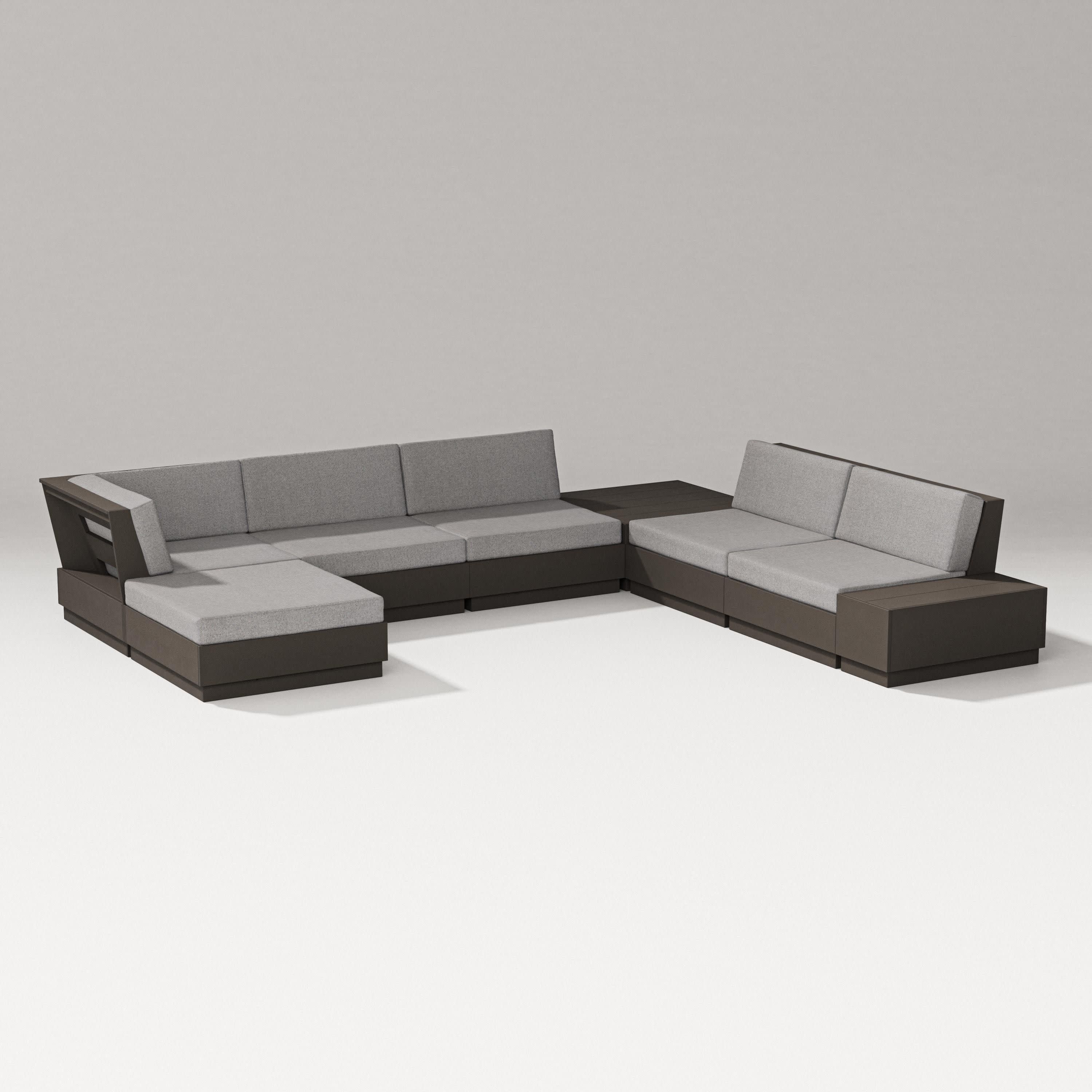Elevate 8-Piece Corner Sectional in Vintage Coffee / Grey Mist