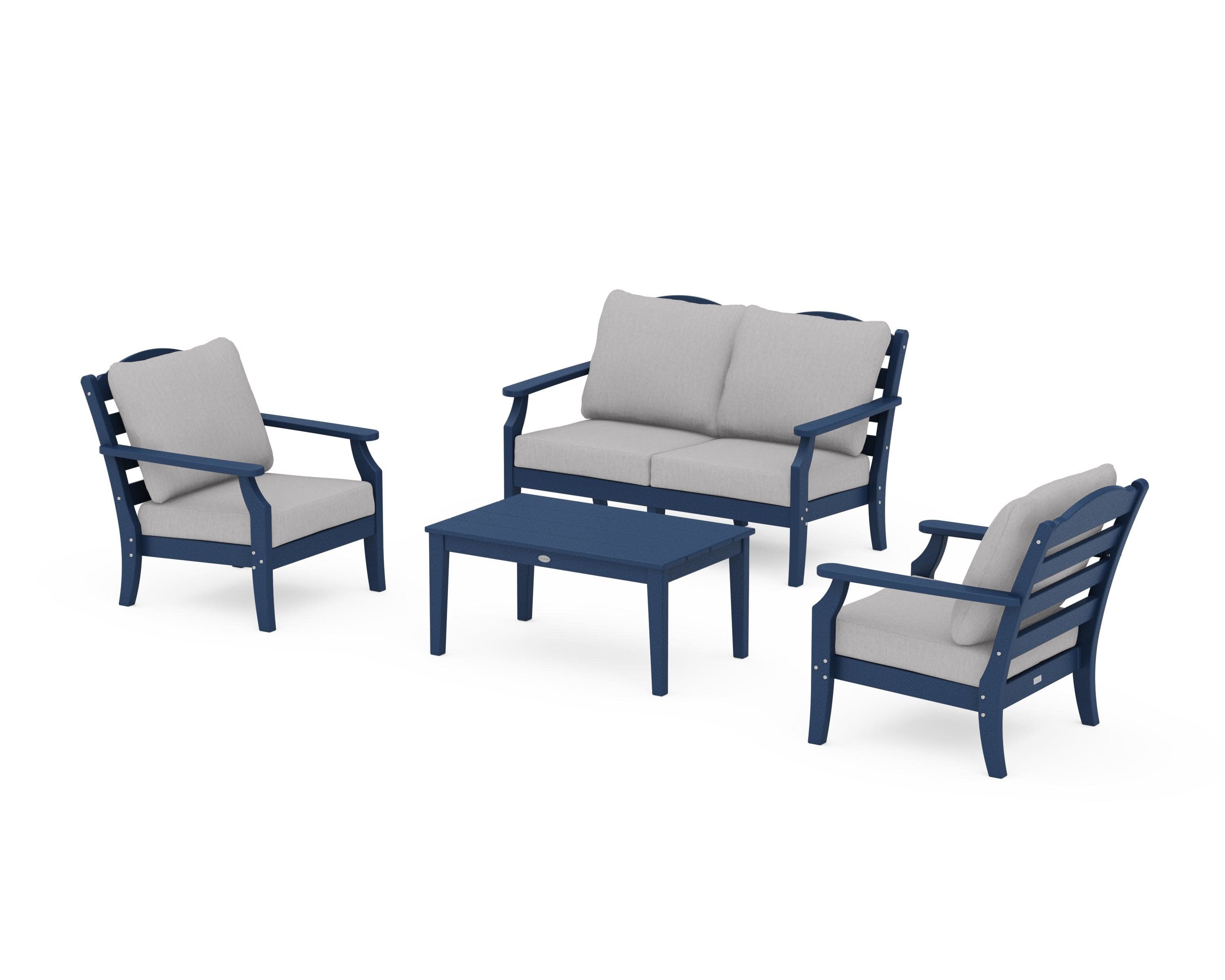 Savannah 4-Piece Deep Seating Set with Loveseat in Navy / Granite