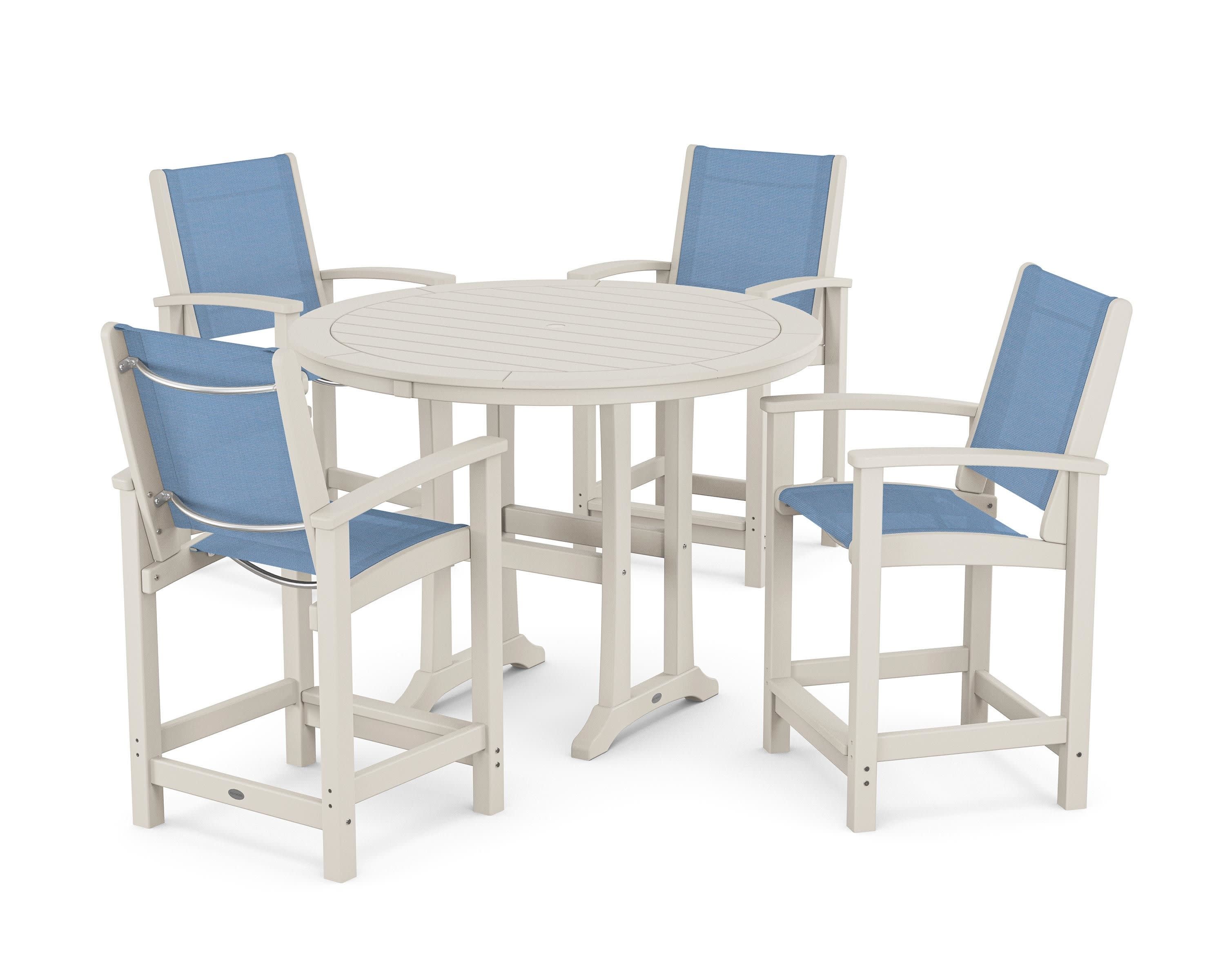 Coastal 5-Piece Counter Set in Sand / Poolside Sling