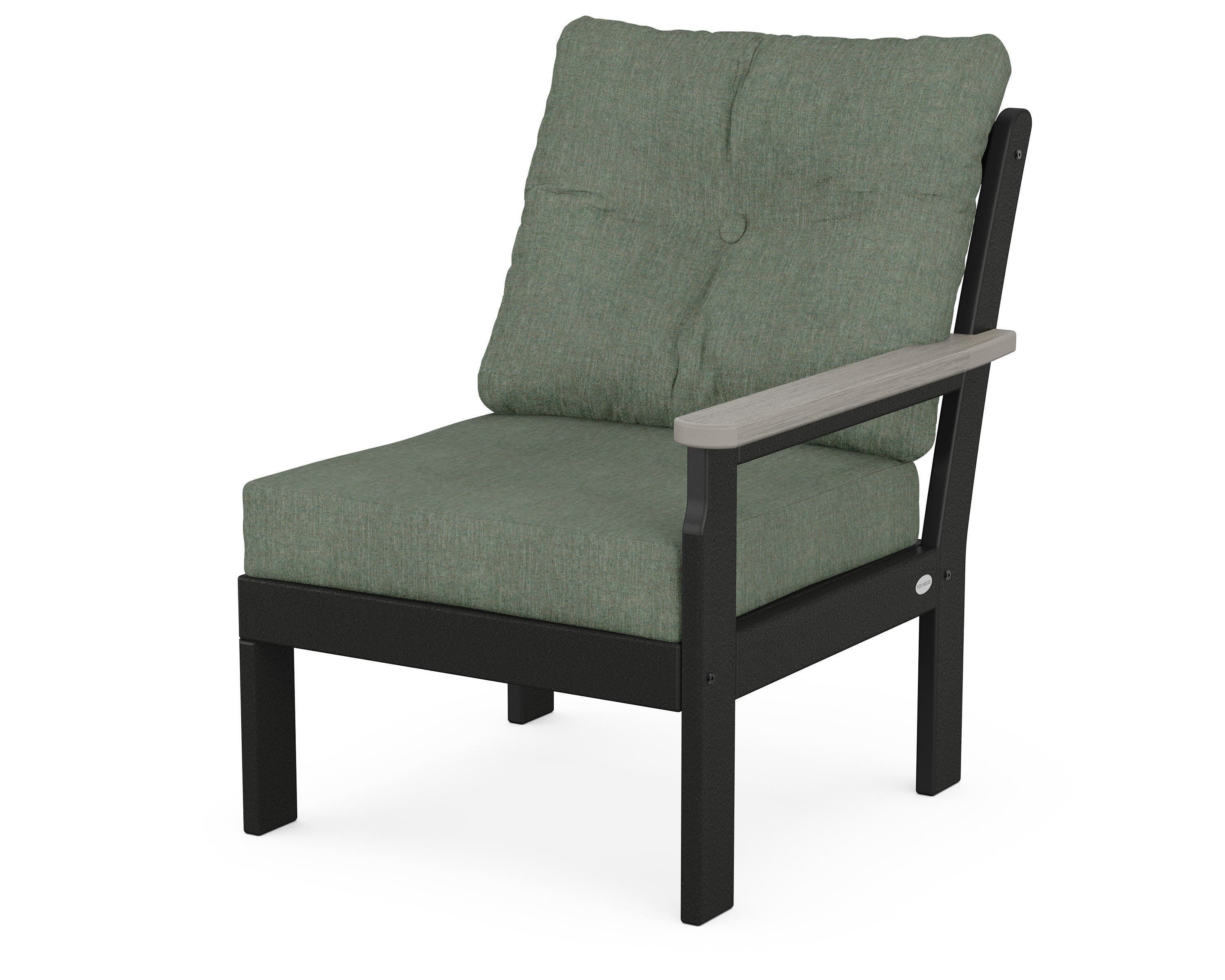 Vineyard Modular Right Arm Chair in Black / Driftwood / Cast Sage