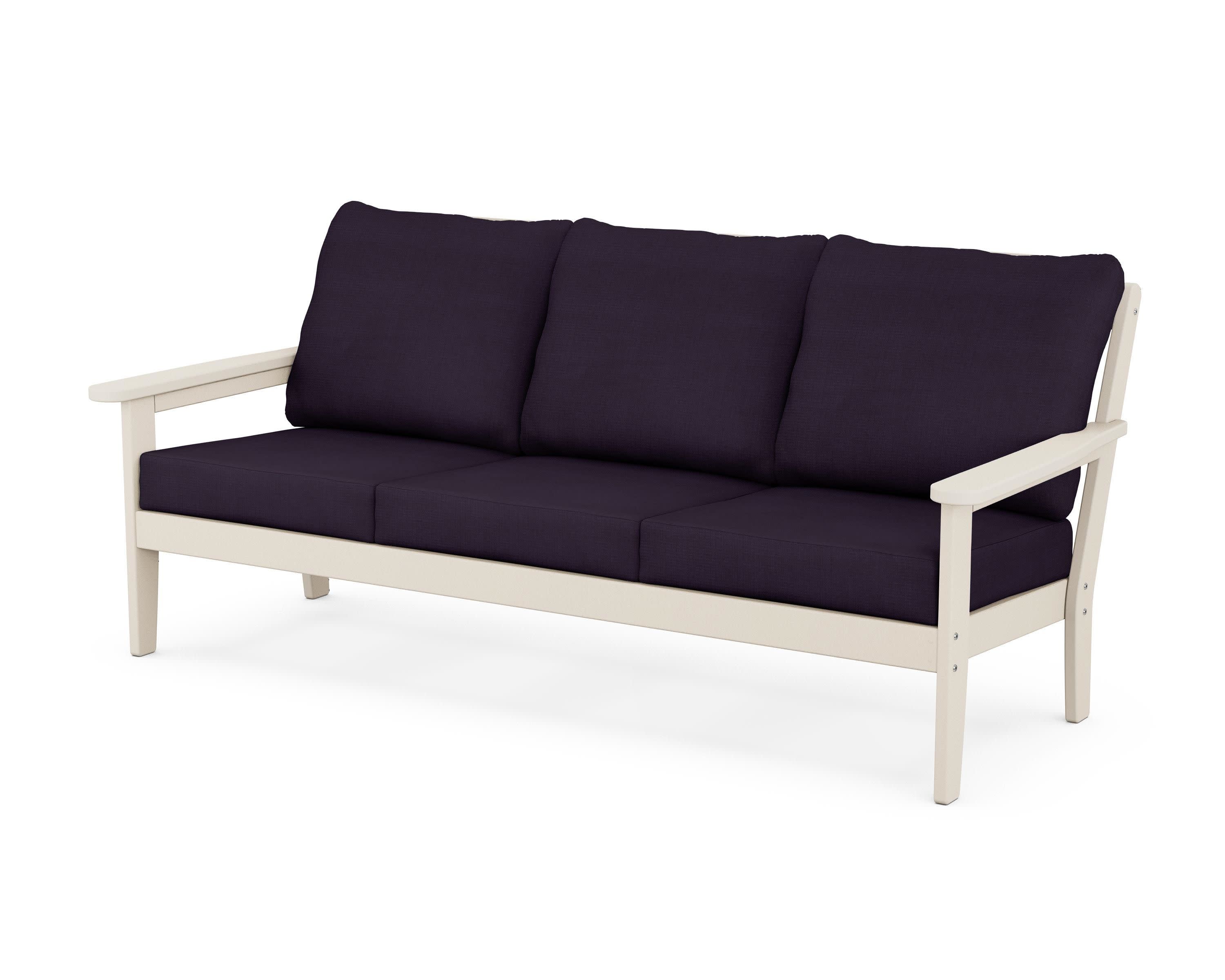 Cottage Deep Seating Sofa in Sand / Navy Linen