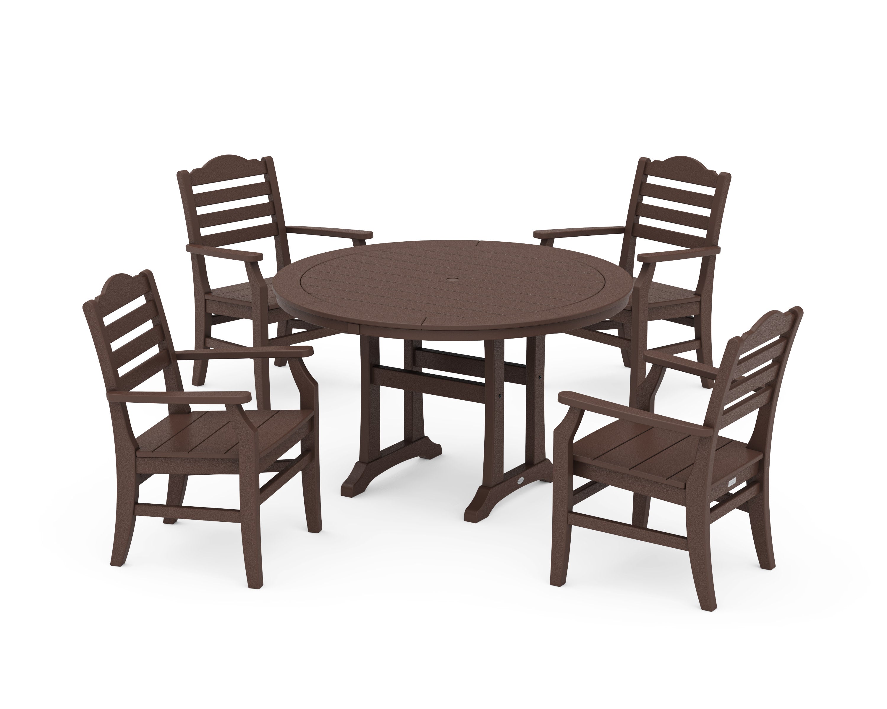Savannah 5-Piece Round Dining Set with Trestle Legs in Mahogany