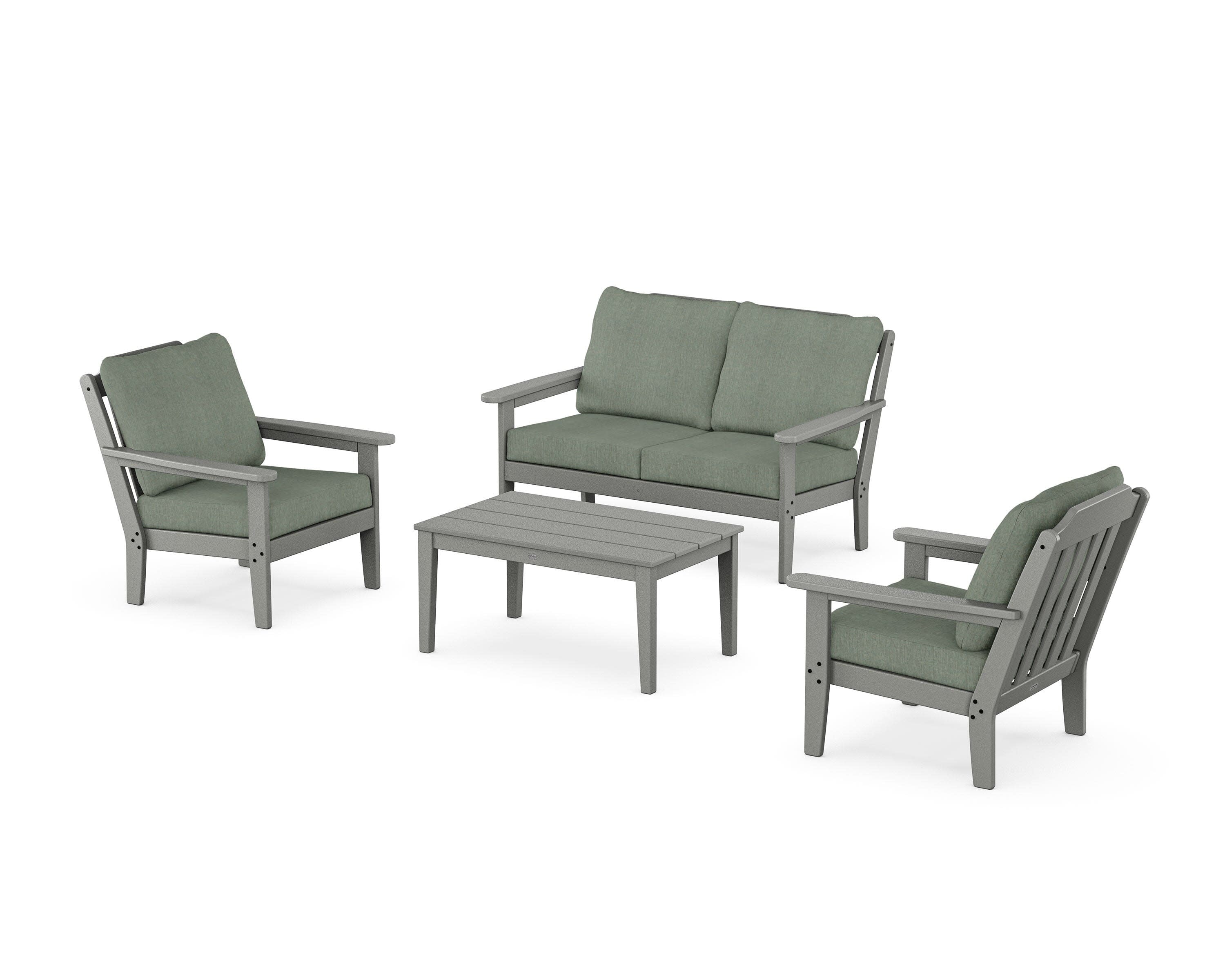 Cottage 4-Piece Deep Seating Set with Loveseat in Slate Grey / Cast Sage