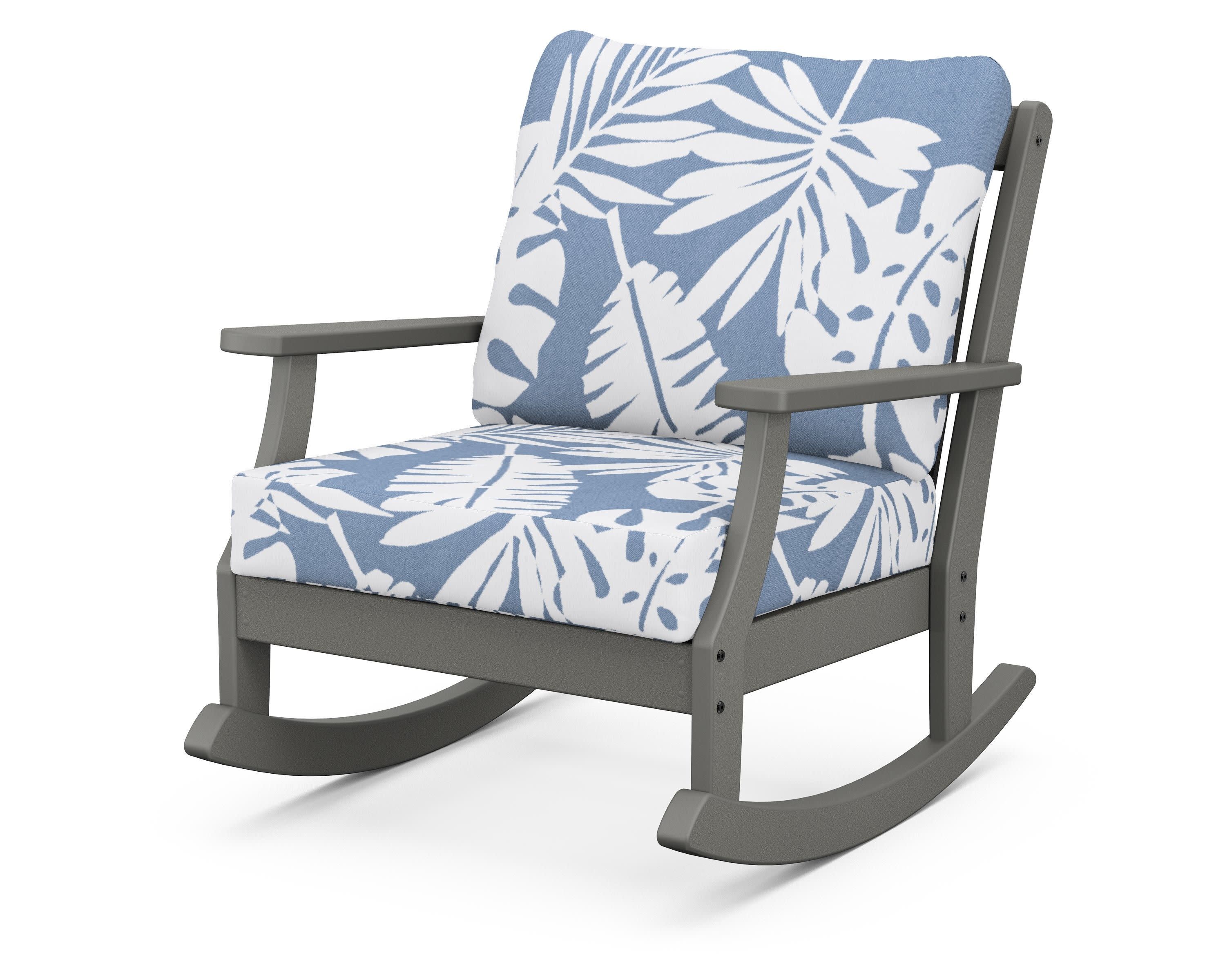 Braxton Deep Seating Rocking Chair in Slate Grey / Leaf Sky Blue