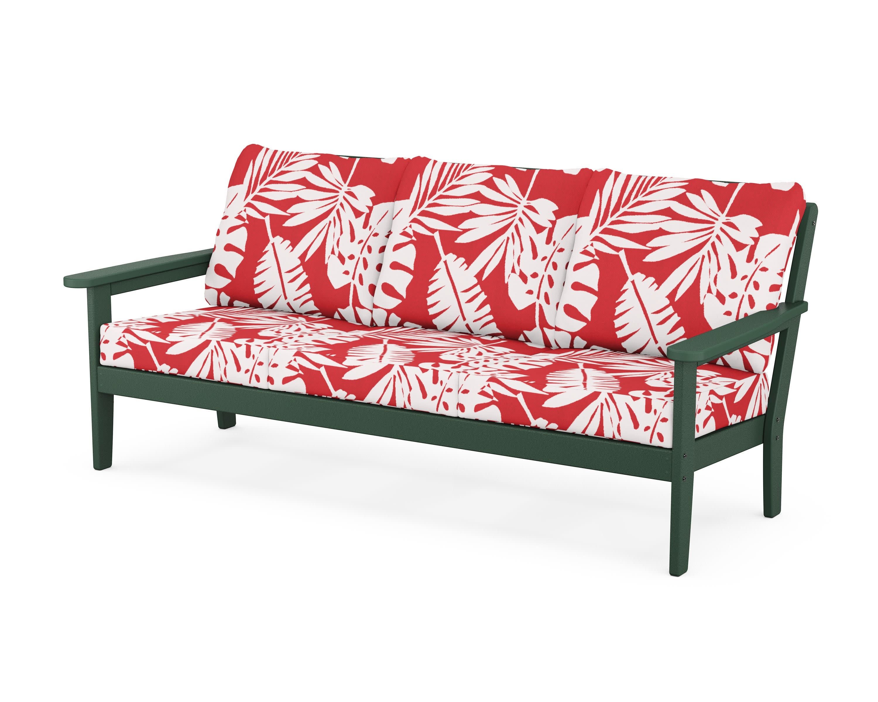Cottage Deep Seating Sofa in Green / Leaf Crimson