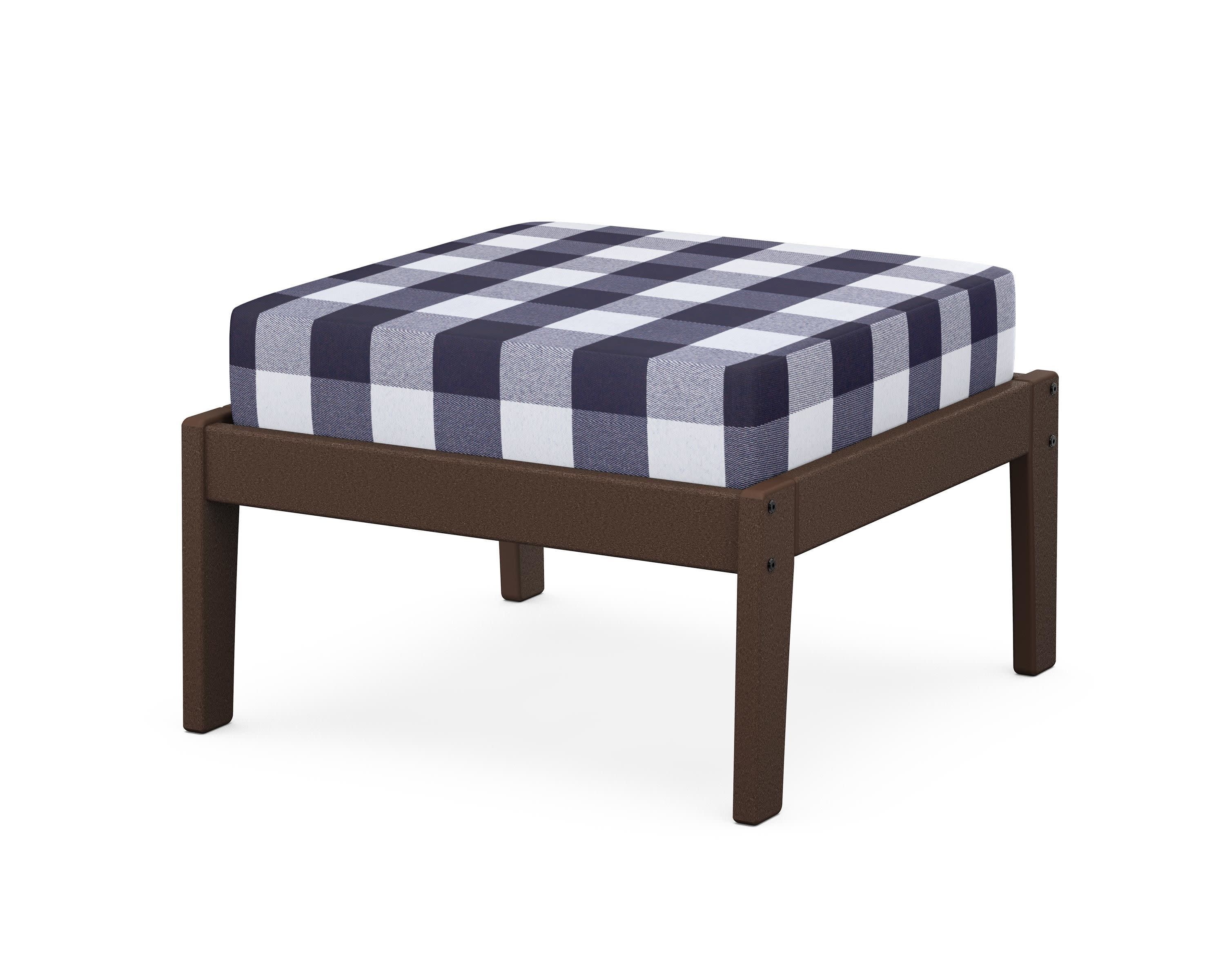 Deep Seating Ottoman in Mahogany / Buffalo Plaid Navy
